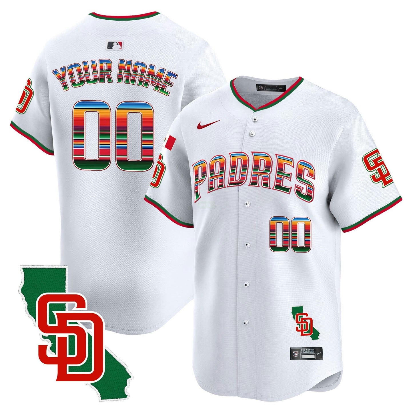 Camisa MLB San Diego Padres Mexico California Patch Vapor Premier Limited Jersey V3