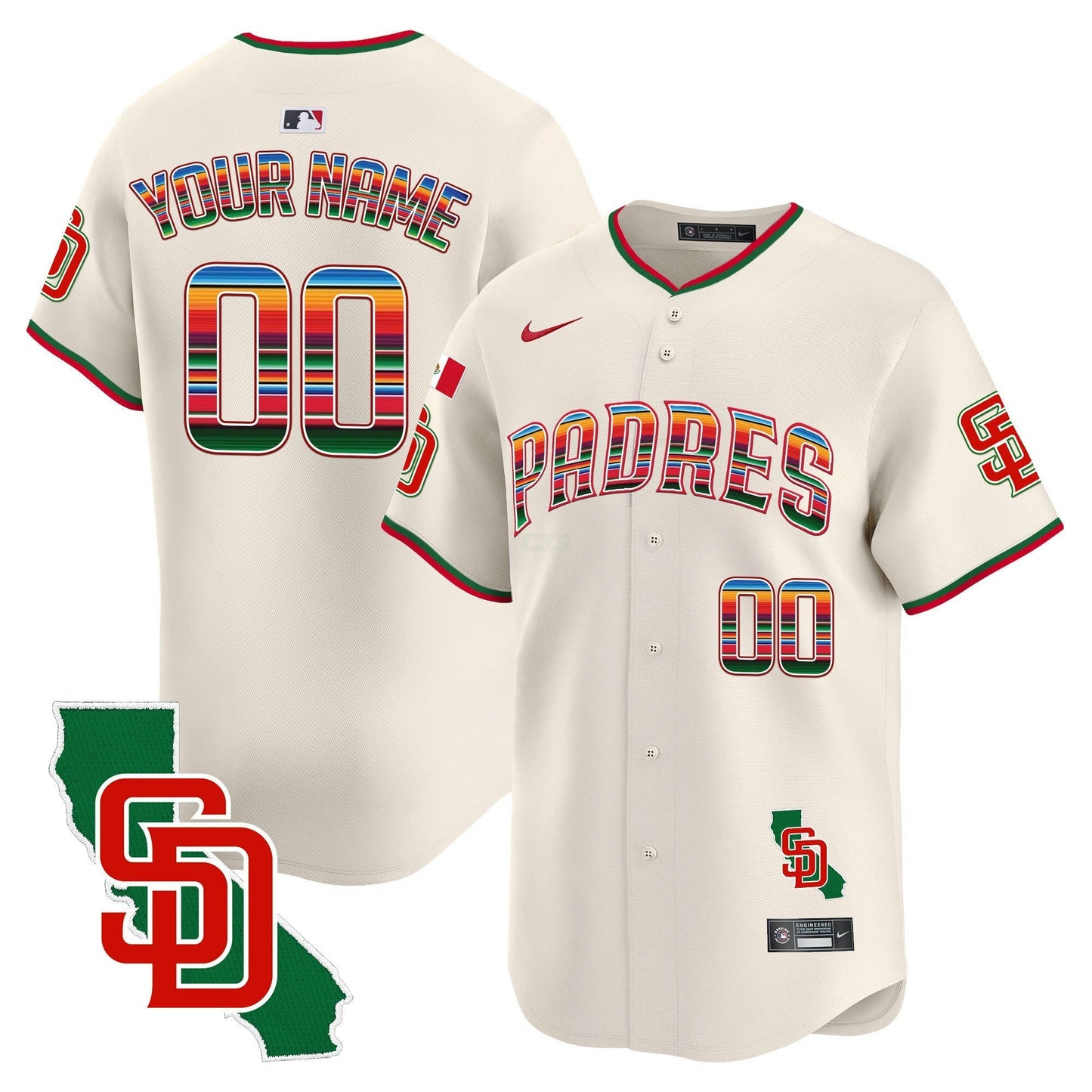 Camisa MLB San Diego Padres Mexico California Patch Vapor Premier Limited Jersey V3
