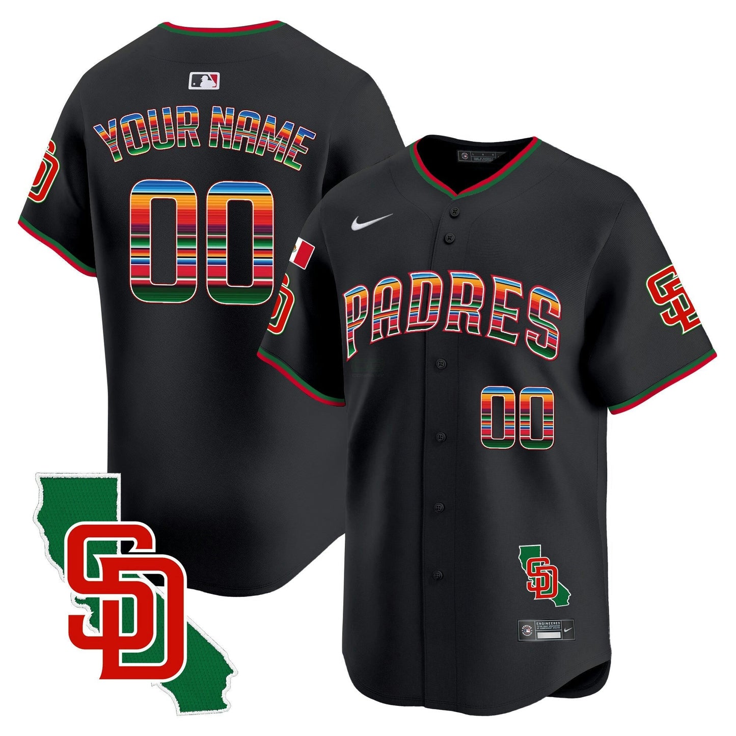 Camisa MLB San Diego Padres Mexico California Patch Vapor Premier Limited Jersey V3