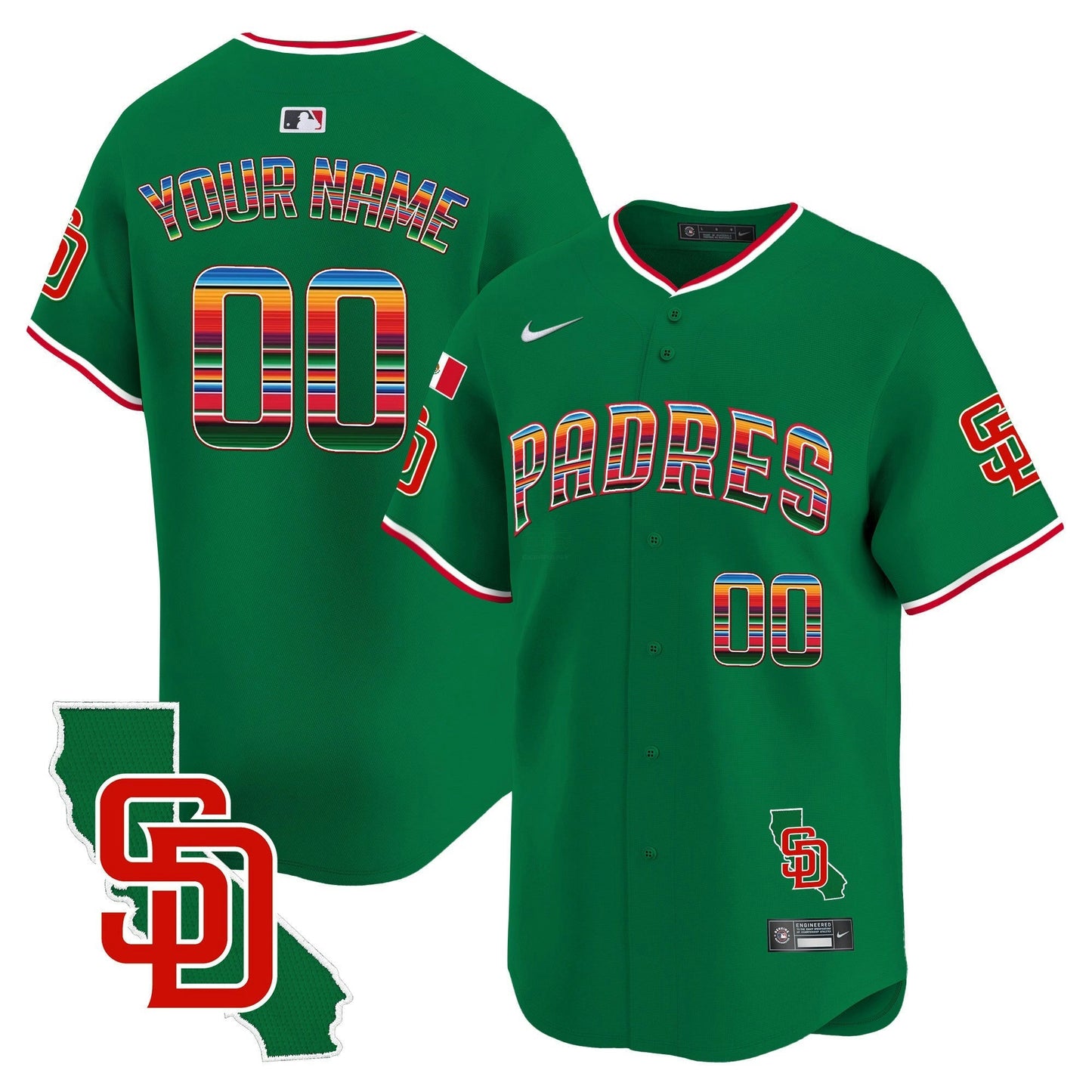 Camisa MLB San Diego Padres Mexico California Patch Vapor Premier Limited Jersey V3