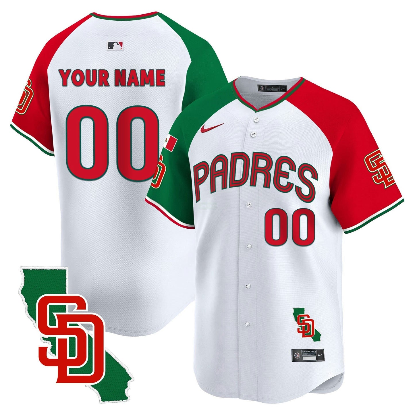 Camisa MLB San Diego Padres Mexico California Patch Vapor Premier Limited Jersey V4