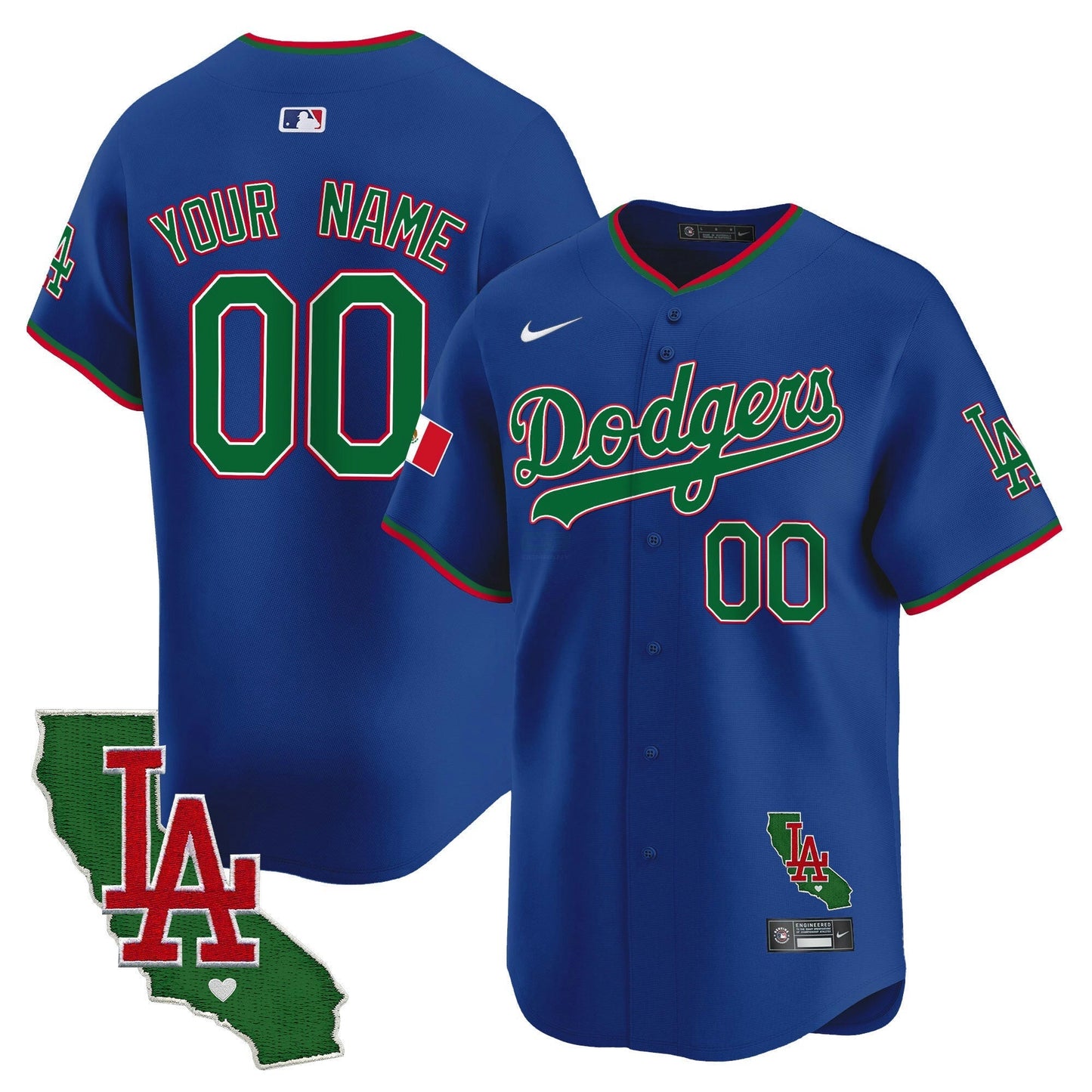 Camisa MLB Los Angeles Dodgers Mexico California Patch Vapor Premier Limited Jersey V4