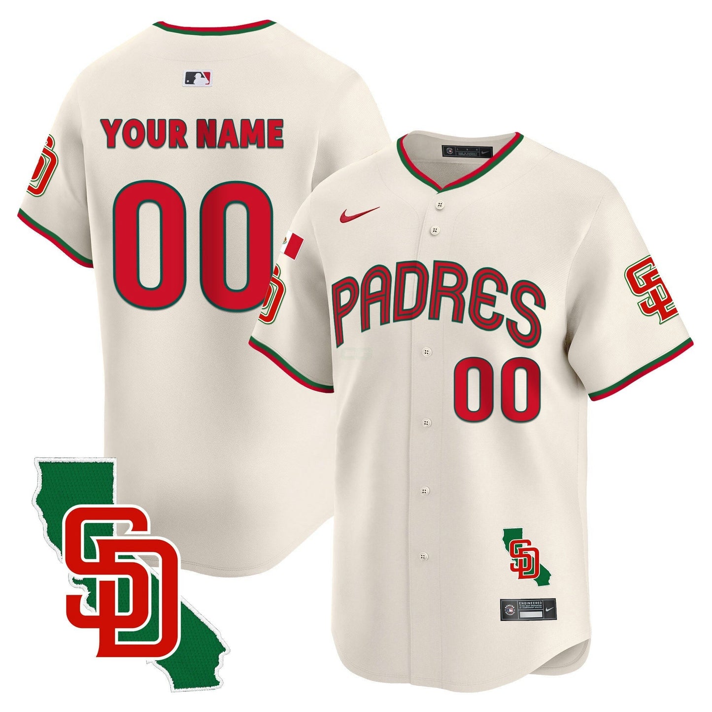 Camisa MLB San Diego Padres Mexico California Patch Vapor Premier Limited Jersey V4