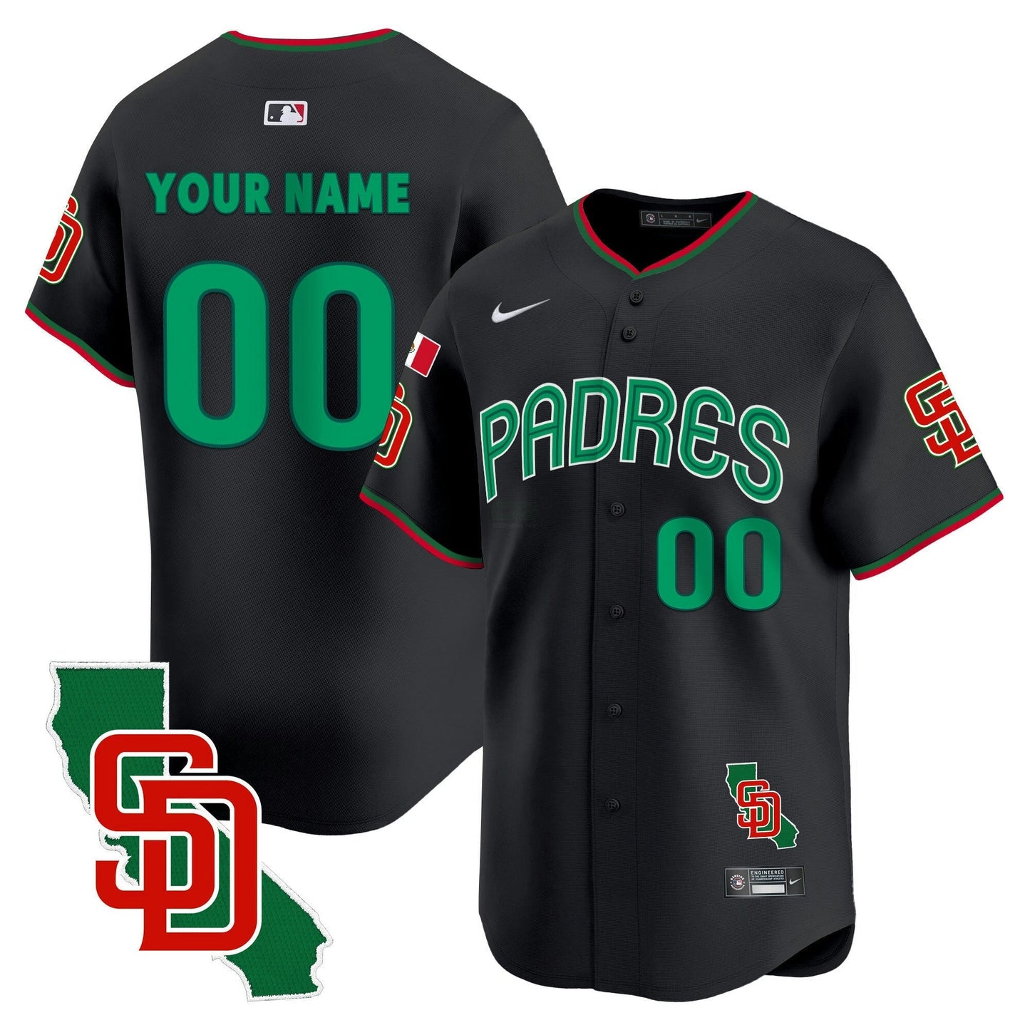 Camisa MLB San Diego Padres Mexico California Patch Vapor Premier Limited Jersey V4