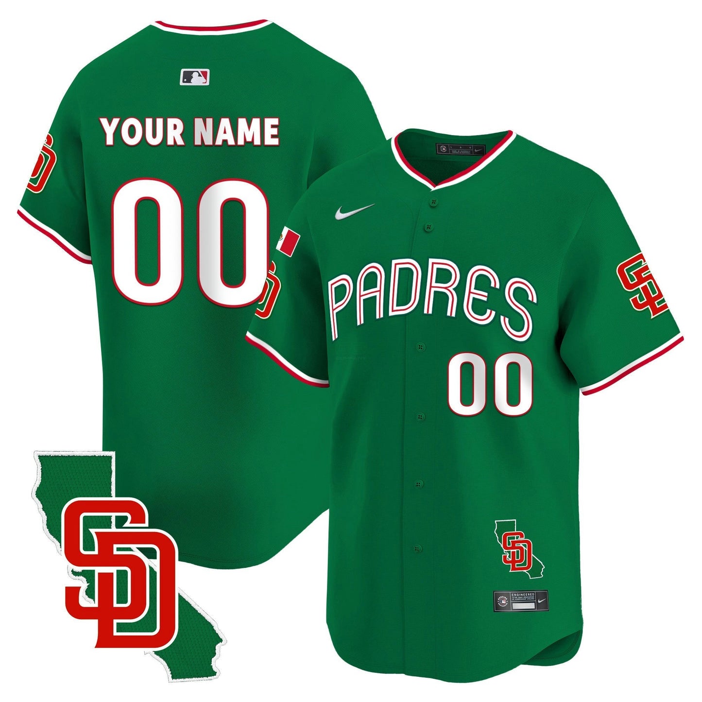 Camisa MLB San Diego Padres Mexico California Patch Vapor Premier Limited Jersey V4
