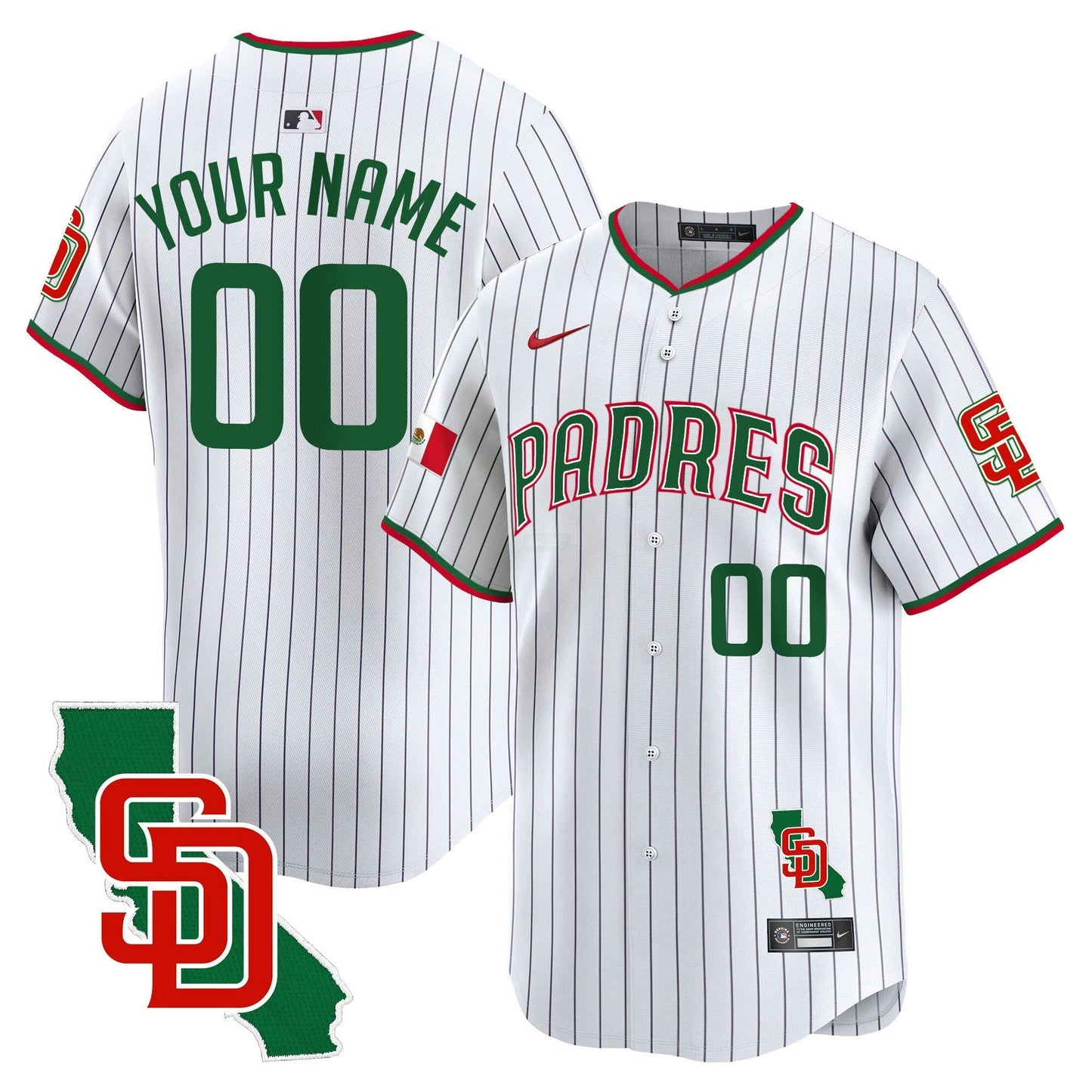 Camisa MLB San Diego Padres Mexico California Patch Vapor Premier Limited Jersey V5