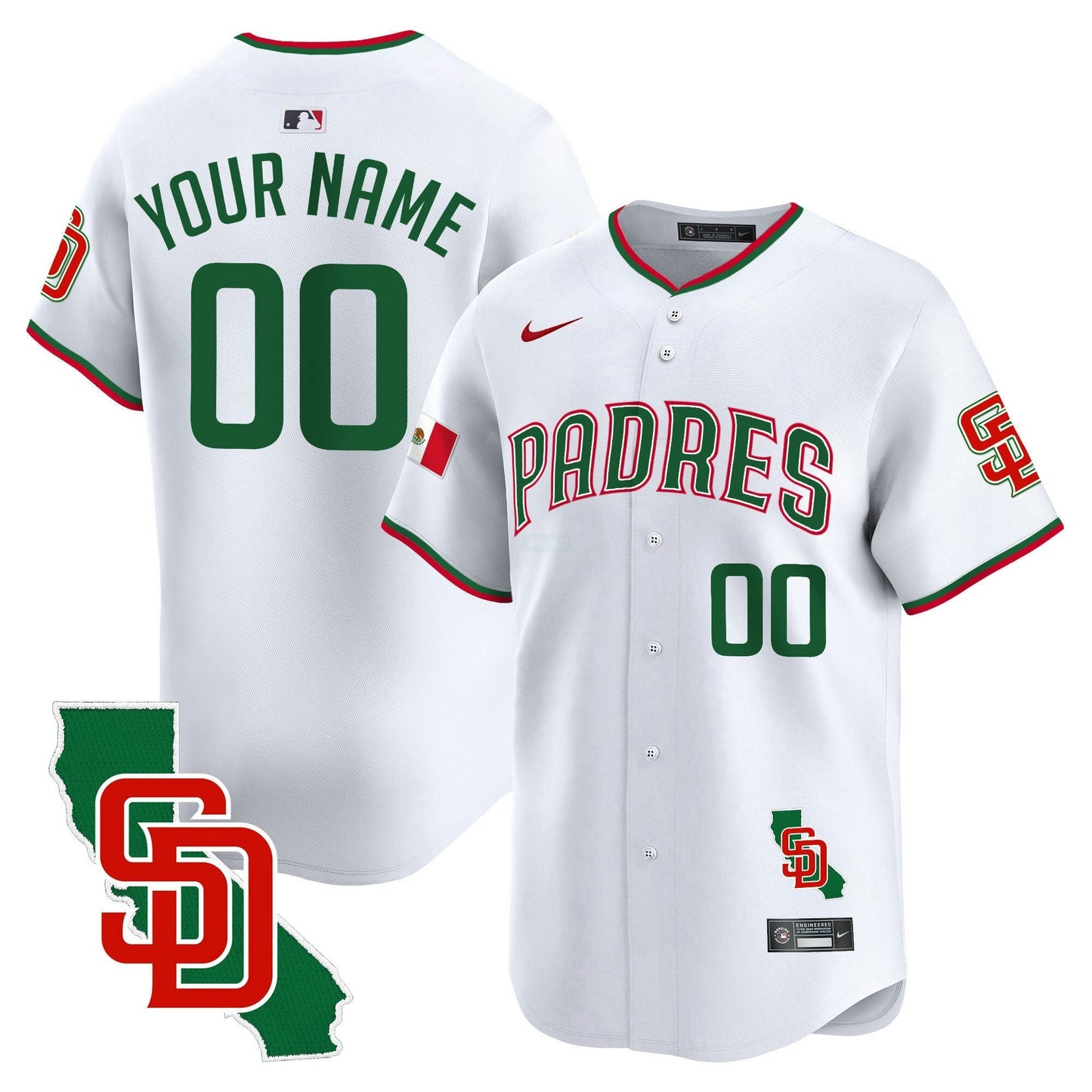 Camisa MLB San Diego Padres Mexico California Patch Vapor Premier Limited Jersey V5
