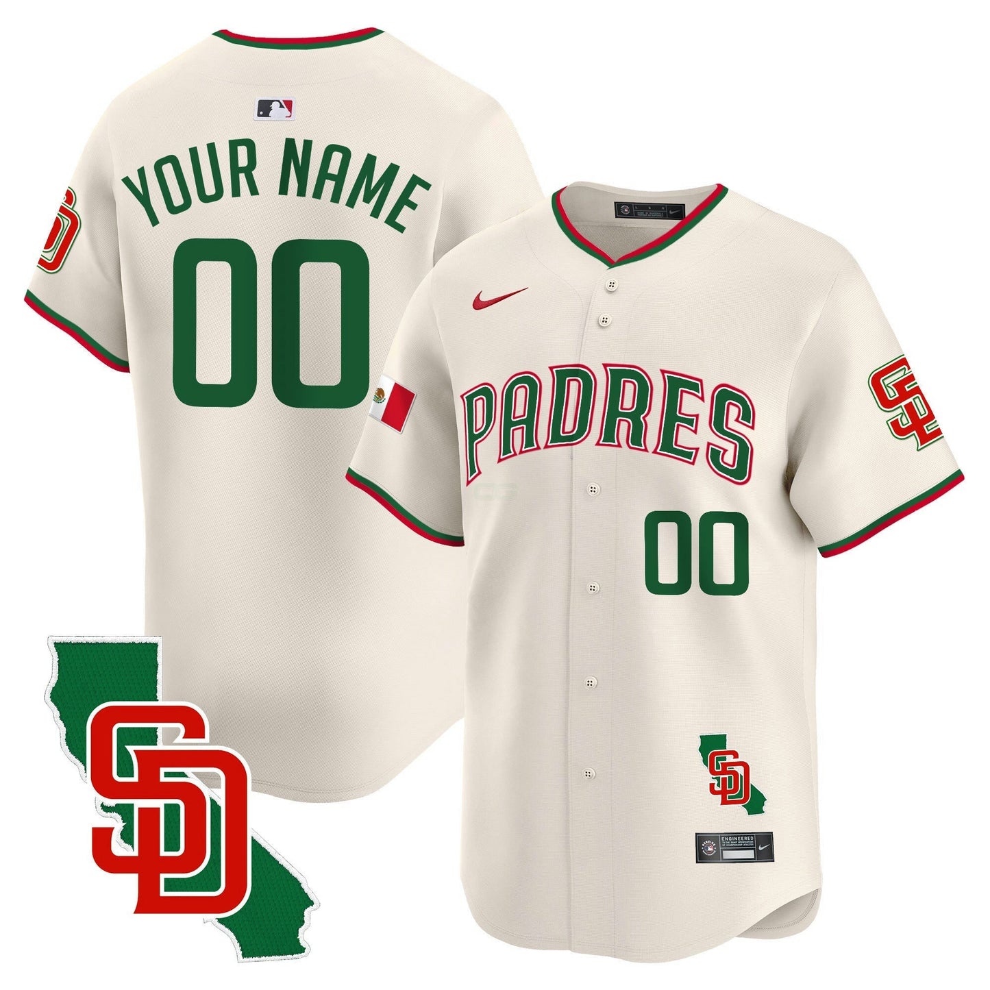 Camisa MLB San Diego Padres Mexico California Patch Vapor Premier Limited Jersey V5