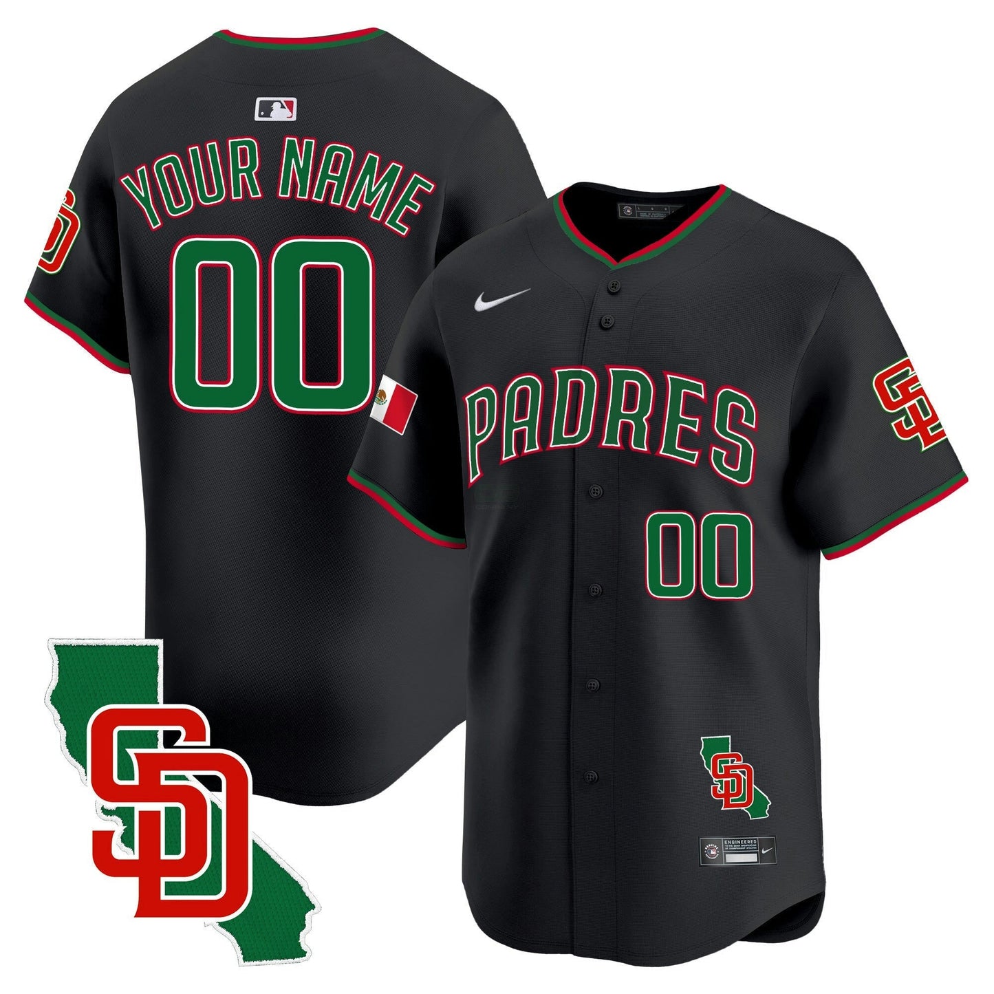 Camisa MLB San Diego Padres Mexico California Patch Vapor Premier Limited Jersey V5
