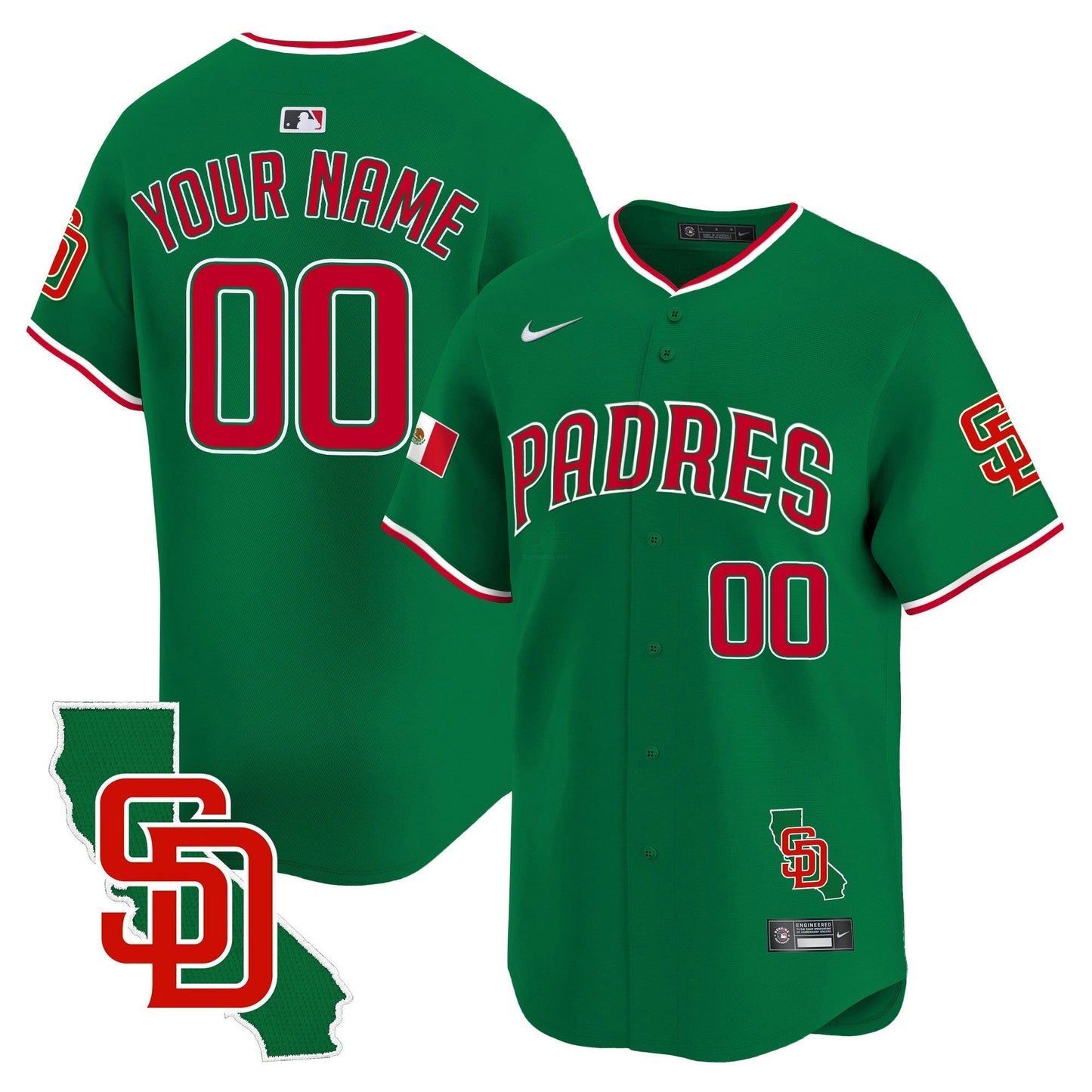 Camisa MLB San Diego Padres Mexico California Patch Vapor Premier Limited Jersey V5