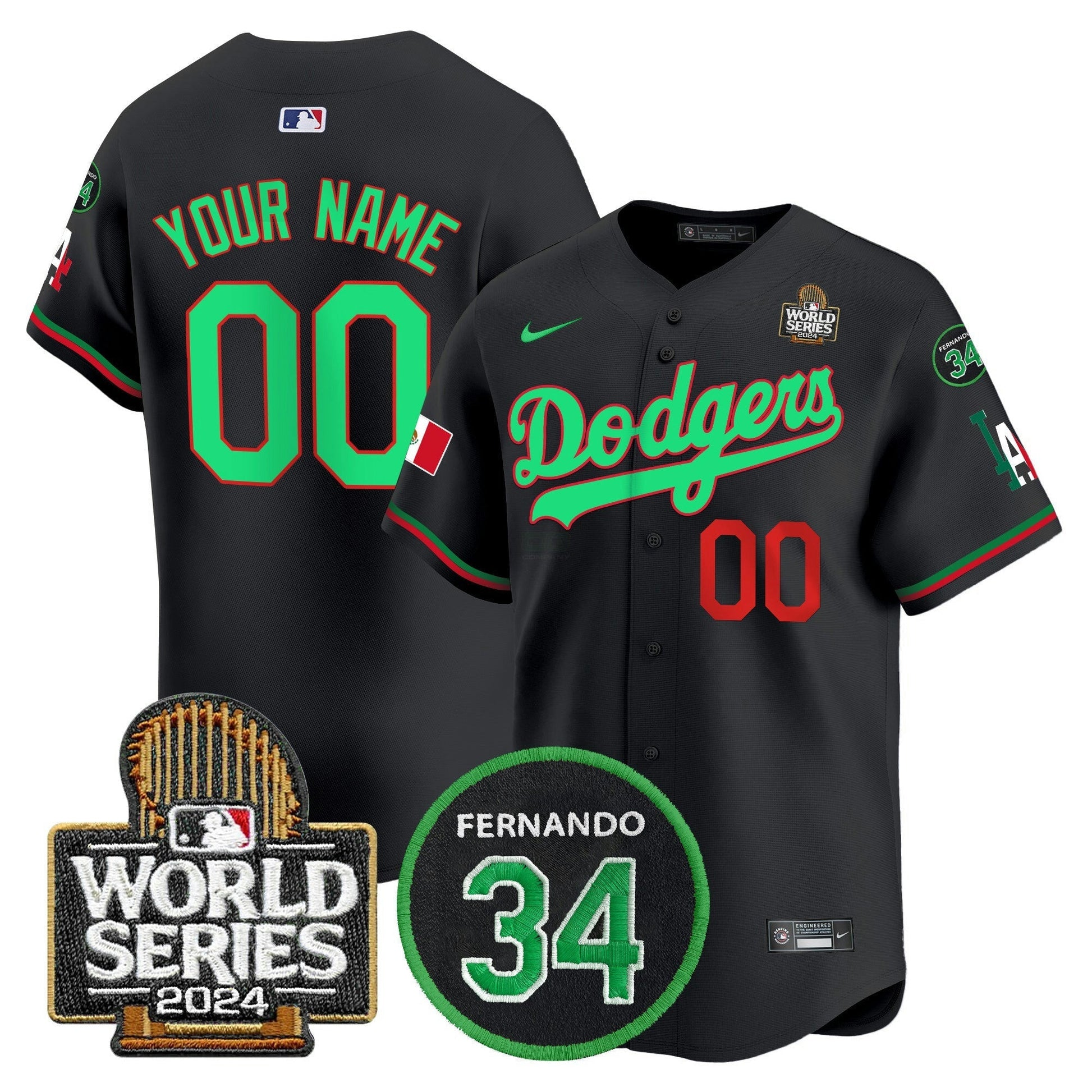 Camisa MLB Mexico Fernando Memorial & 2024 World Series Patch Vapor Premier Limited Jersey V3