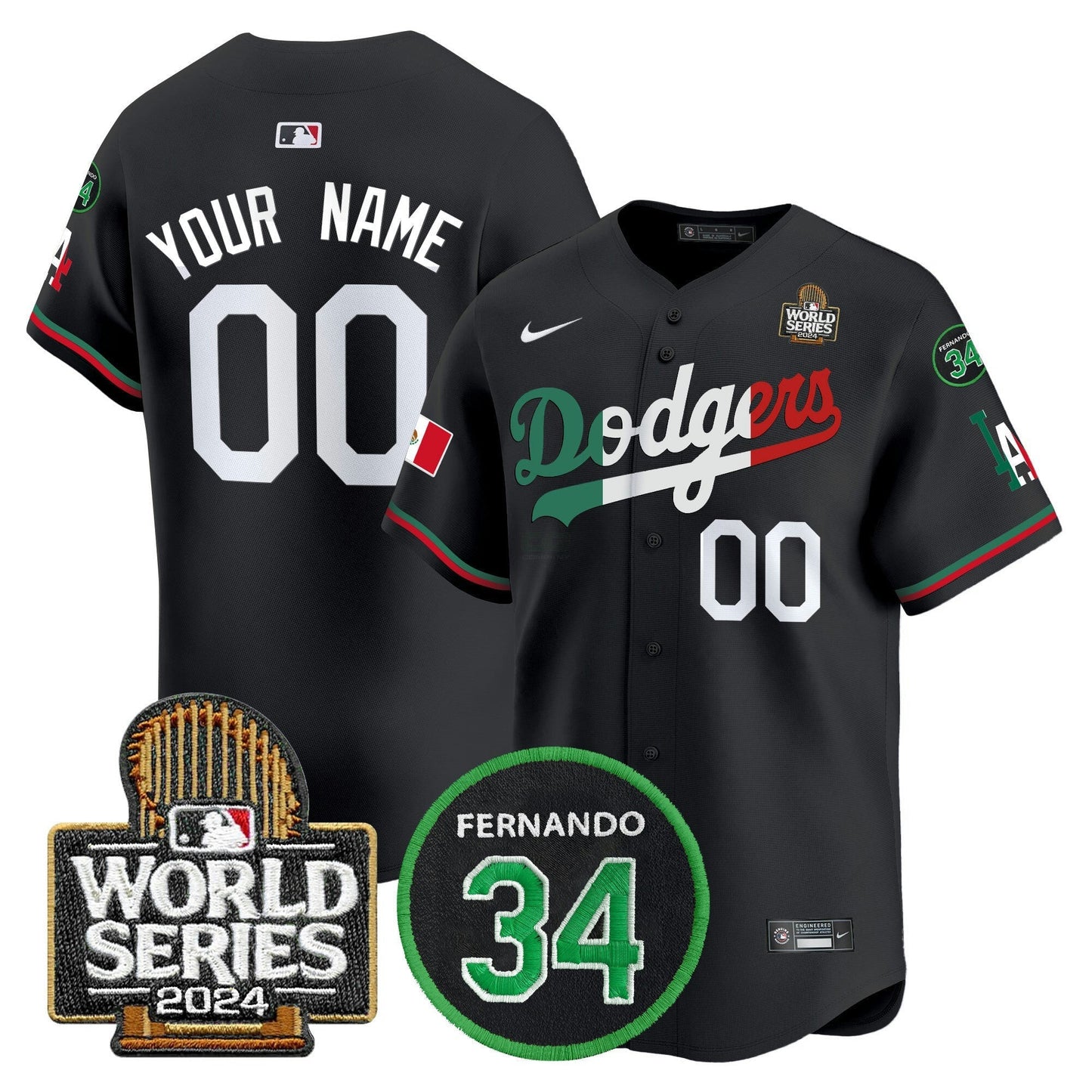 Camisa MLB Mexico Fernando Memorial & 2024 World Series Patch Vapor Premier Limited Jersey V3