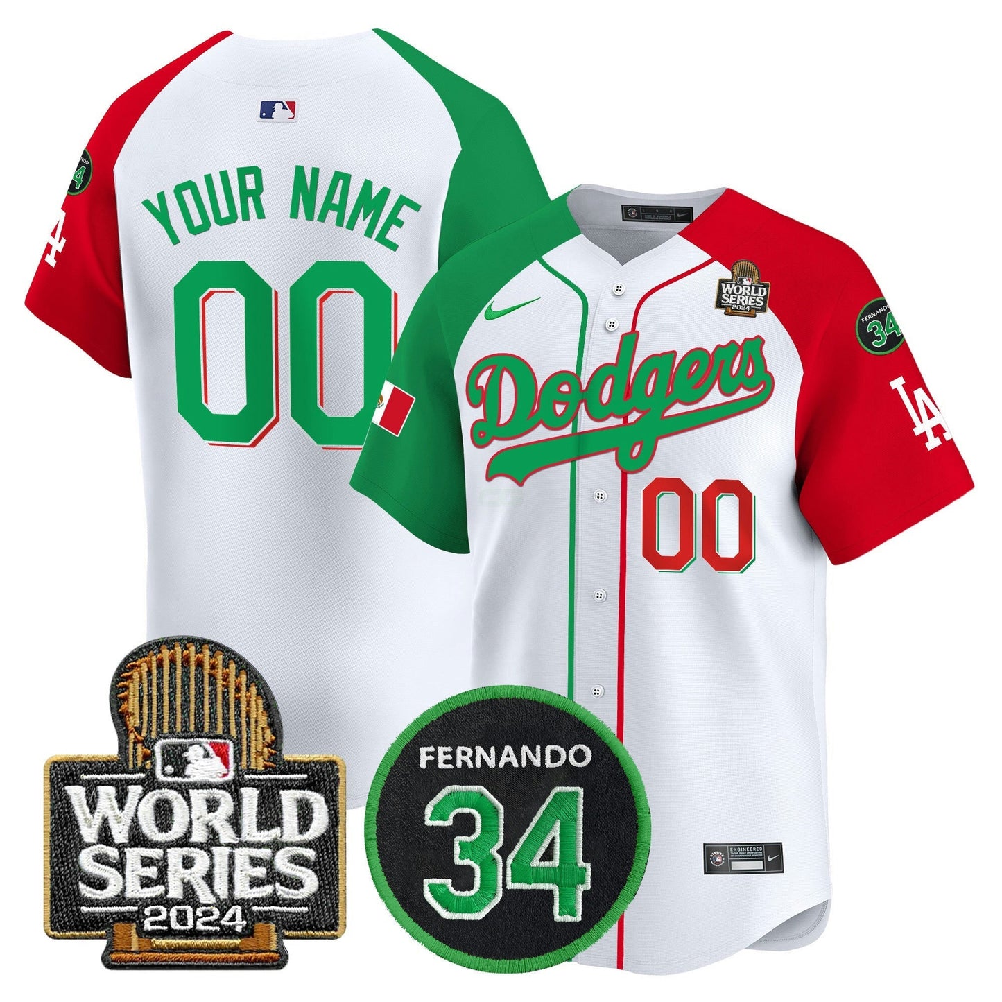 Camisa MLB Mexico Fernando Memorial & 2024 World Series Patch Vapor Premier Limited Jersey V3