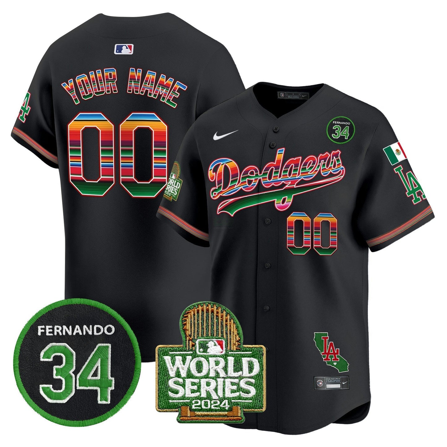 Camisa MLB Mexico Fernando Memorial & 2024 World Series Patch Vapor Premier Limited Jersey