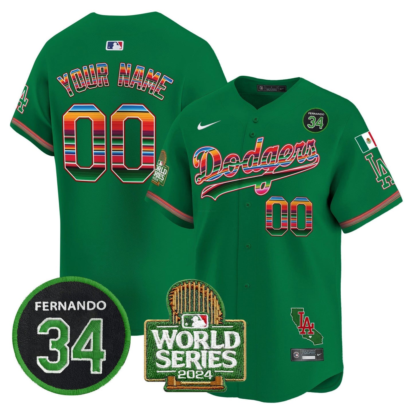 Camisa MLB Mexico Fernando Memorial & 2024 World Series Patch Vapor Premier Limited Jersey