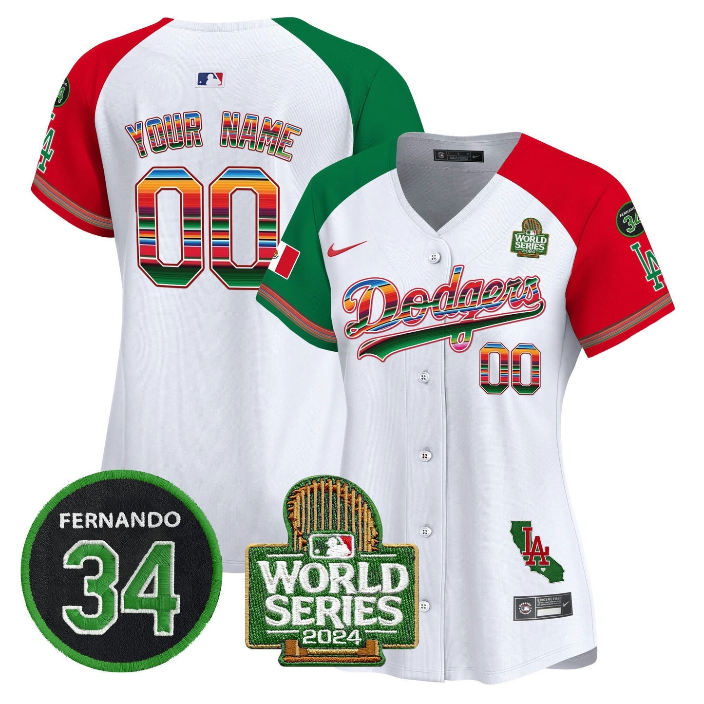 Camisa MLB Mexico Fernando Memorial & 2024 World Series Patch Vapor Premier Limited Jersey V2