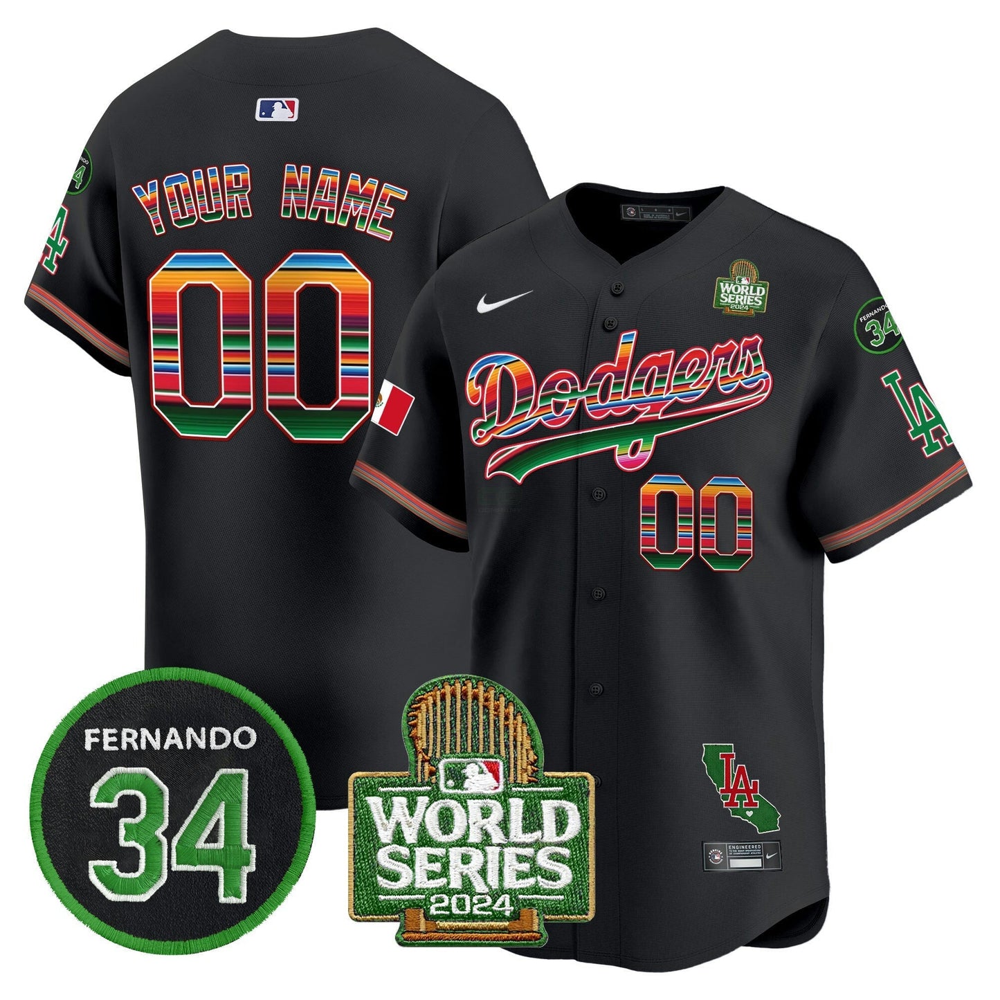 Camisa MLB Mexico Fernando Memorial & 2024 World Series Patch Vapor Premier Limited Jersey V2