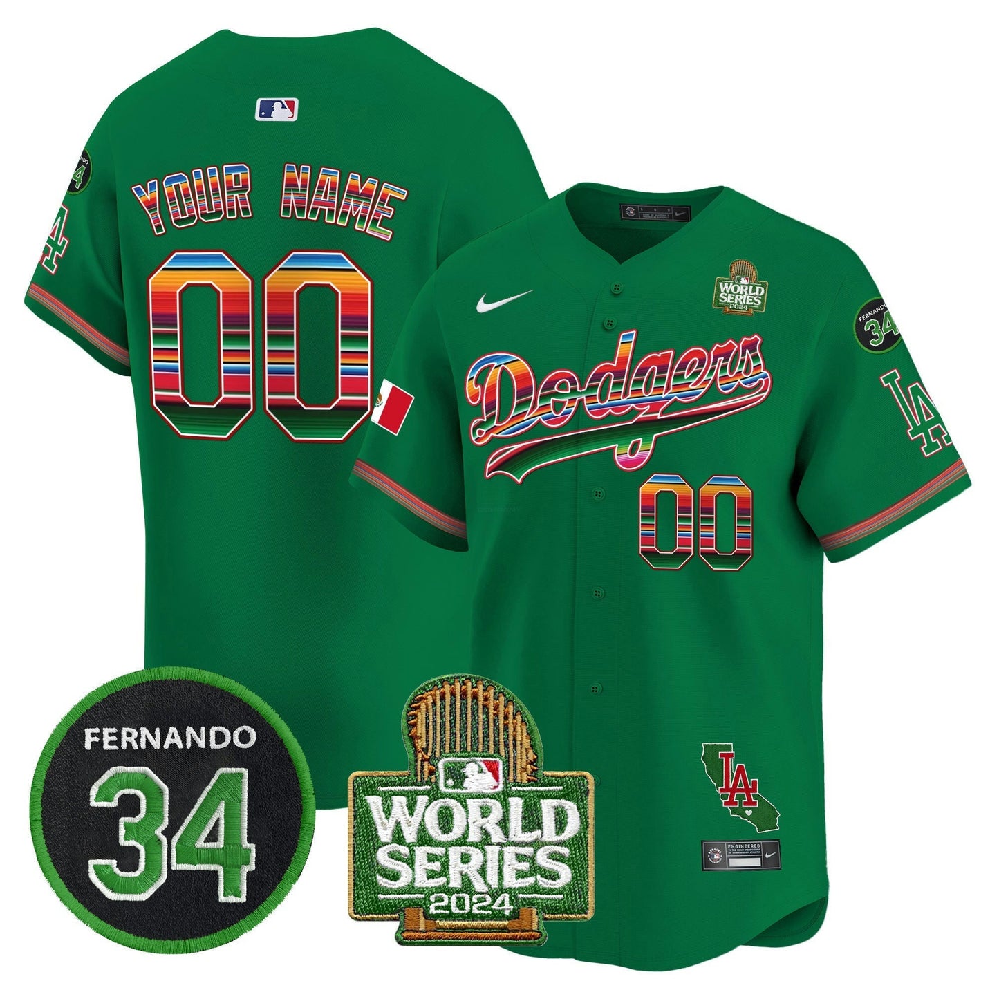Camisa MLB Mexico Fernando Memorial & 2024 World Series Patch Vapor Premier Limited Jersey V2