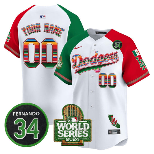 Camisa MLB Mexico Fernando Memorial & 2024 World Series Patch Vapor Premier Limited Jersey