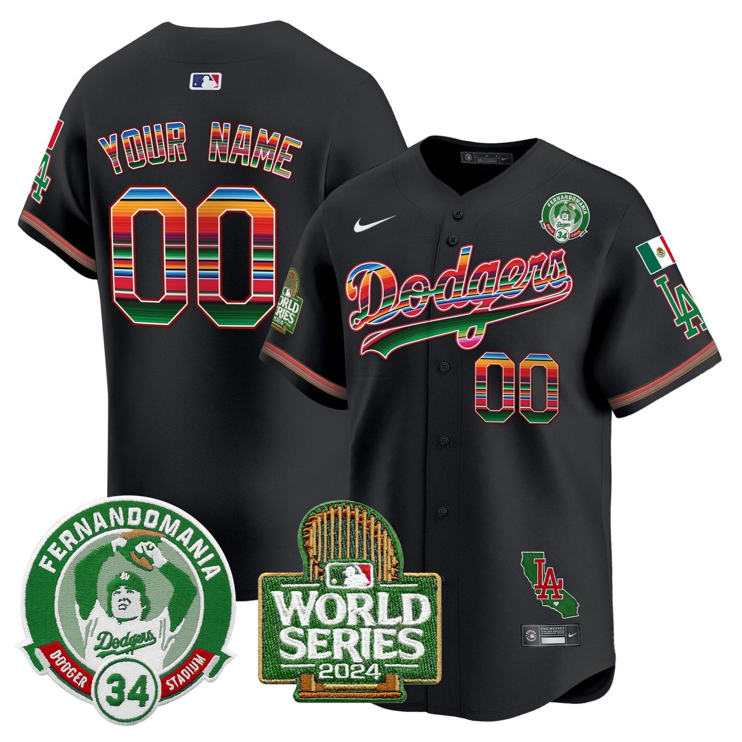 Camisa MLB Mexico Fernando Valenzuela & 2024 World Series Patch Vapor Premier Limited Jersey
