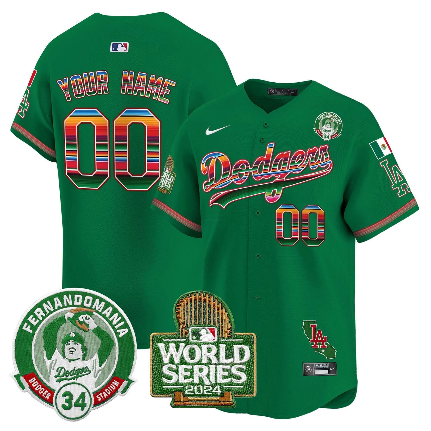 Camisa MLB Mexico Fernando Valenzuela & 2024 World Series Patch Vapor Premier Limited Jersey