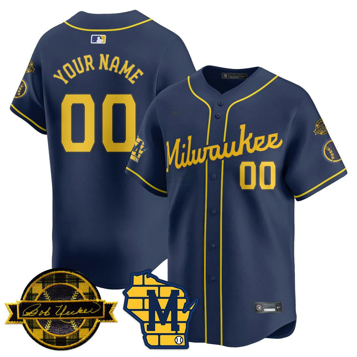 Camisa MLB Milwaukee Bob Uecker Patch Vapor Limited Jersey
