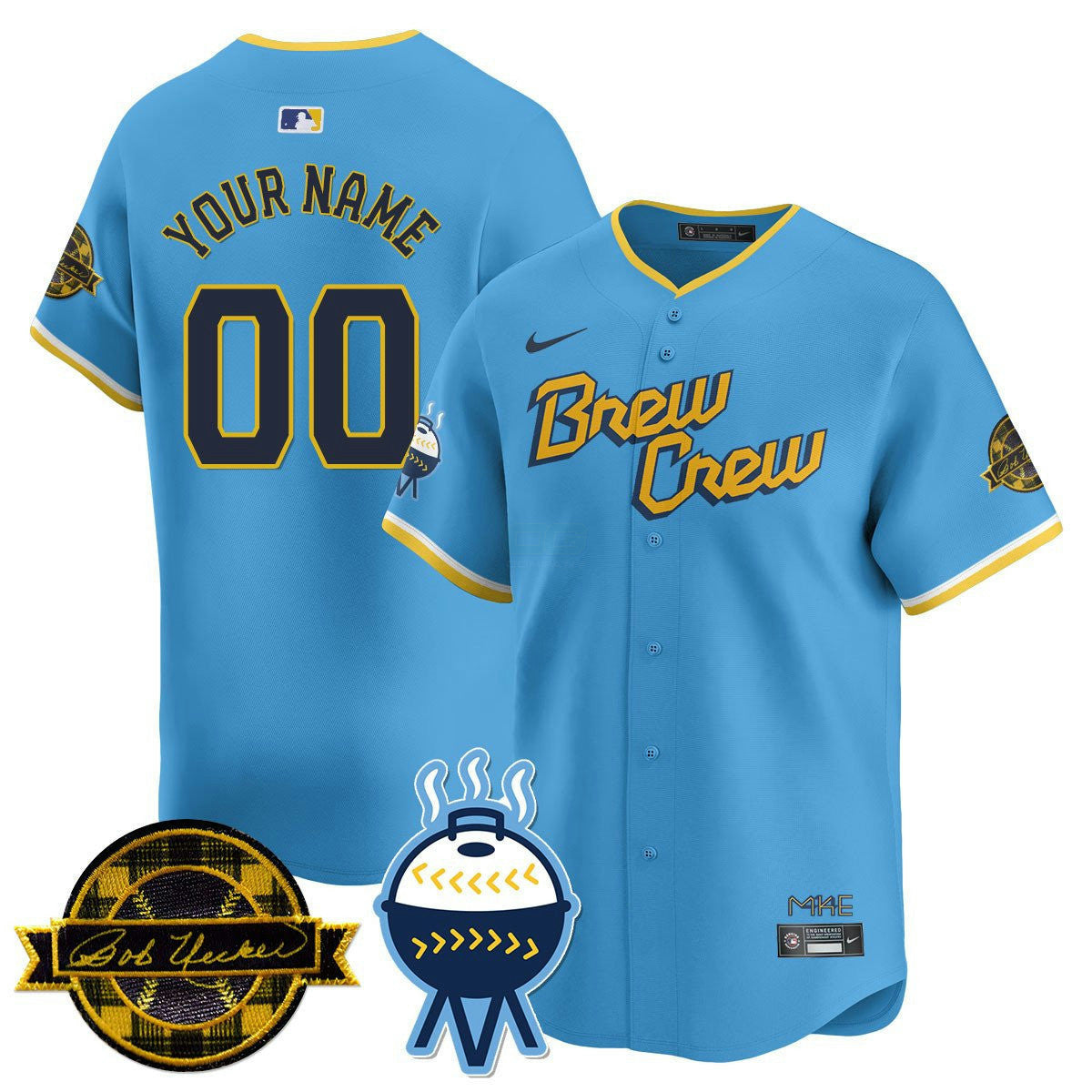 Camisa MLB Milwaukee Bob Uecker Patch Vapor Limited Jersey