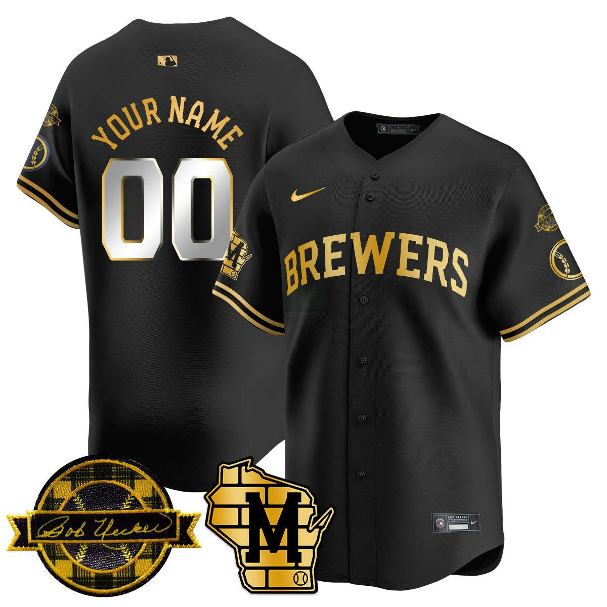 Camisa MLB Milwaukee Bob Uecker Patch Vapor Limited Jersey
