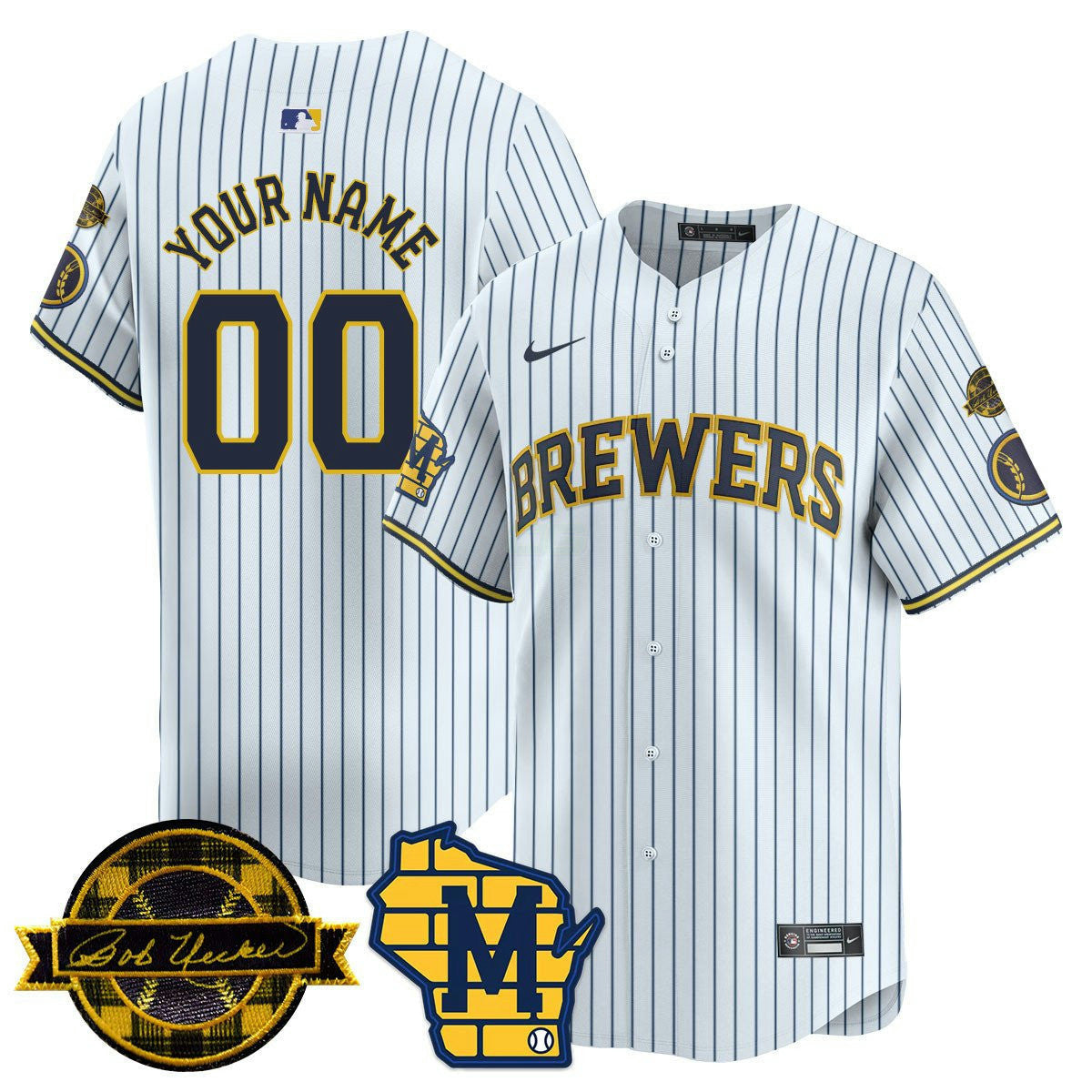 Camisa MLB Milwaukee Bob Uecker Patch Vapor Limited Jersey