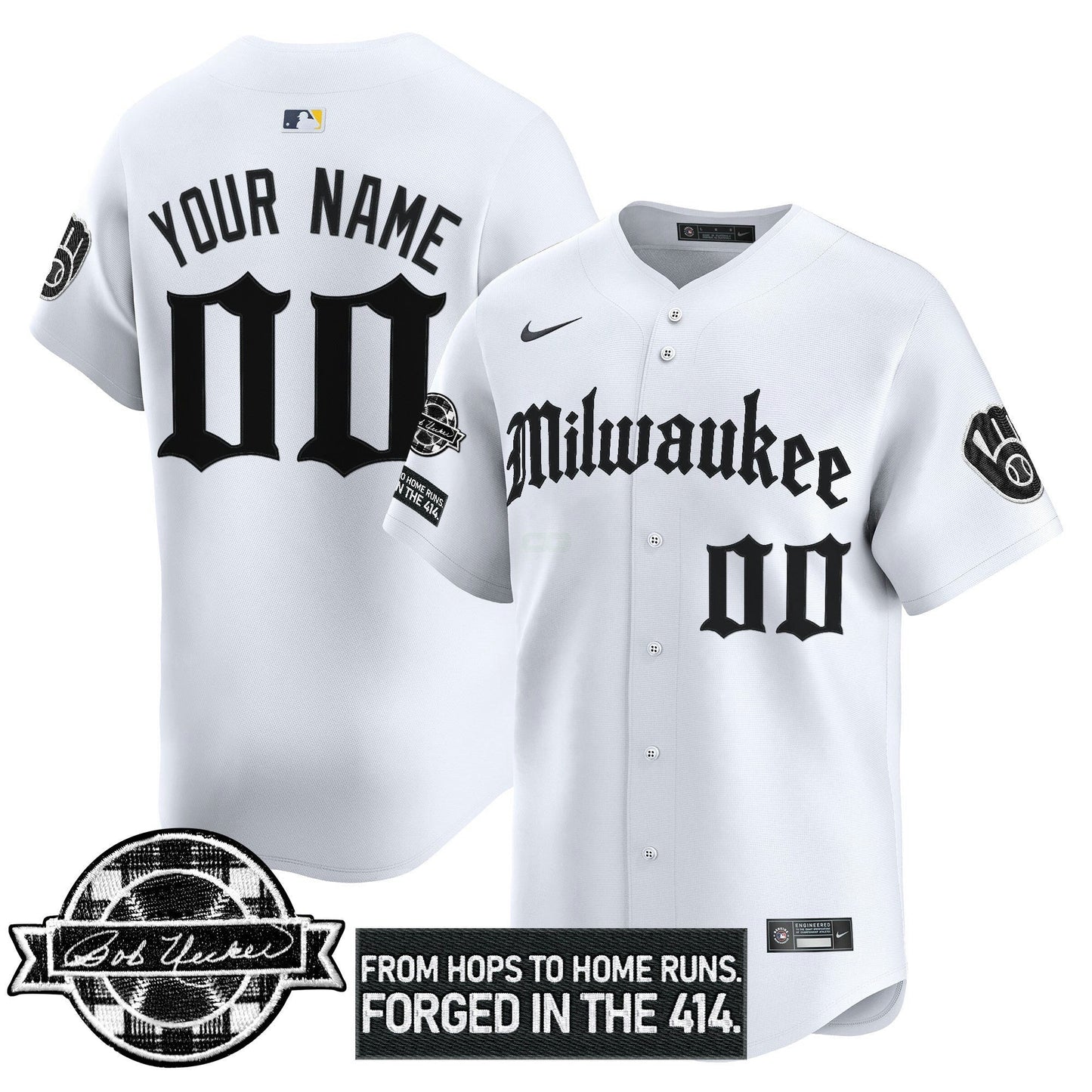 Camisa MLB Milwaukee Bob Uecker Patch Vapor Premier Limited Jersey – Gothic Edition