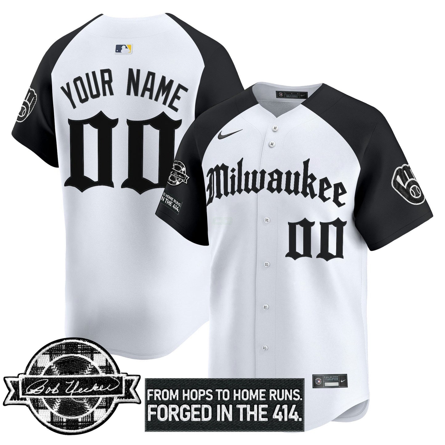 Camisa MLB Milwaukee Bob Uecker Patch Vapor Premier Limited Jersey – Gothic Edition