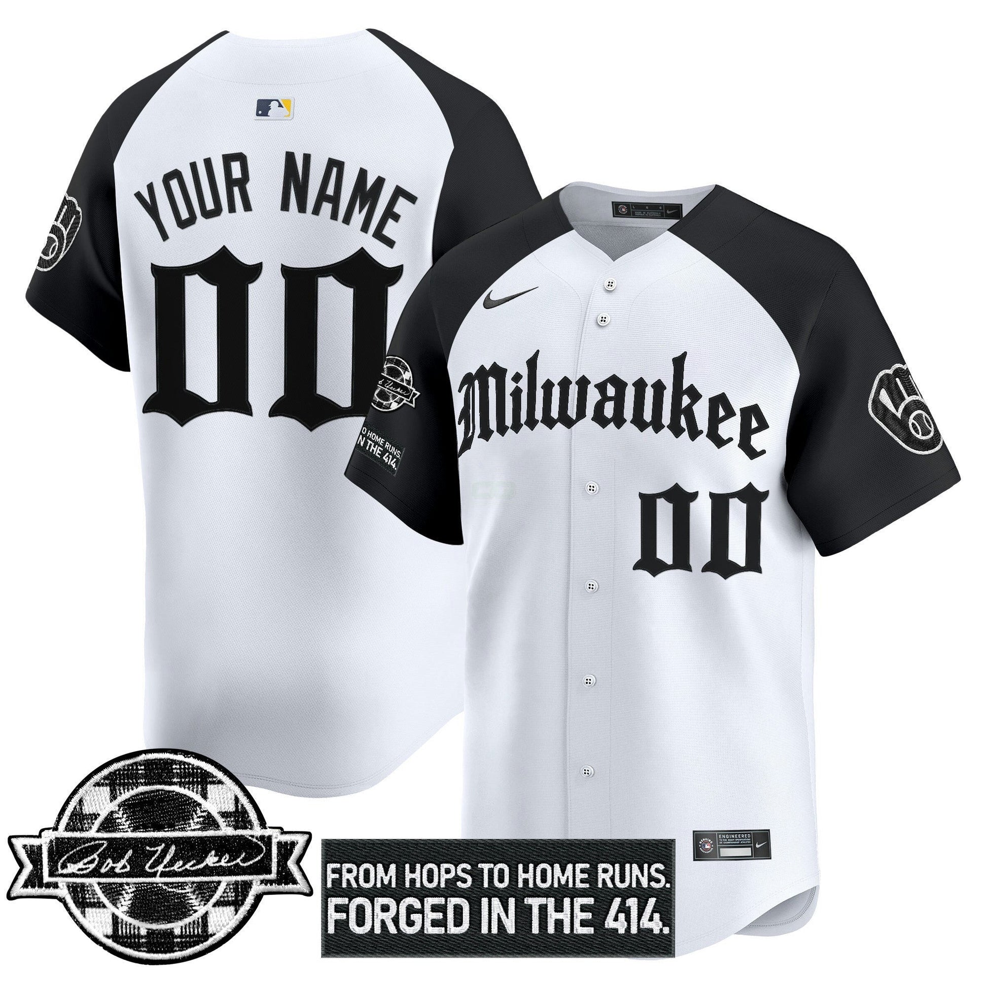 Camisa MLB Milwaukee Bob Uecker Patch Vapor Premier Limited Jersey – Gothic Edition