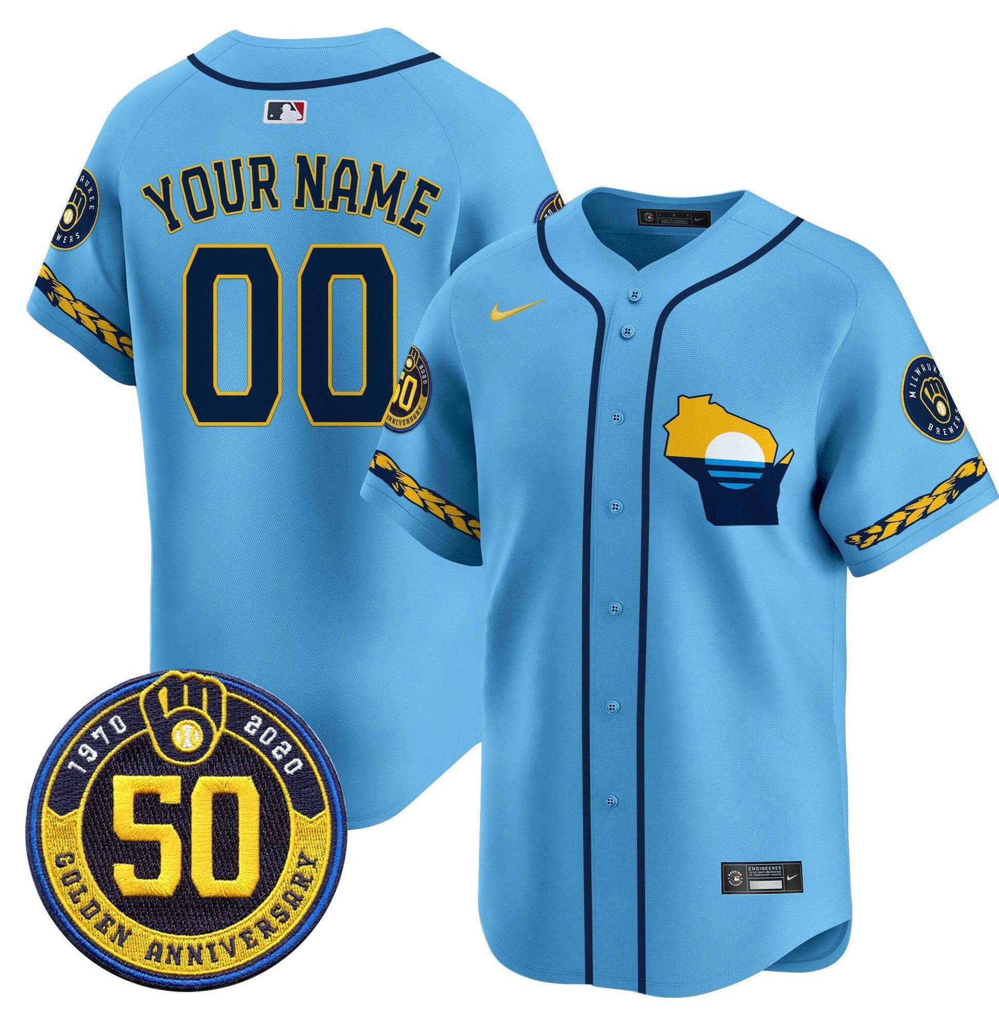 Camisa MLB Milwaukee Golden 50th Anniversary Patch Vapor Premier Limited Jersey