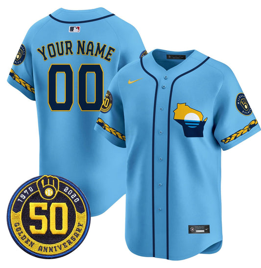 Camisa MLB Milwaukee Golden 50th Anniversary Patch Vapor Premier Limited Jersey