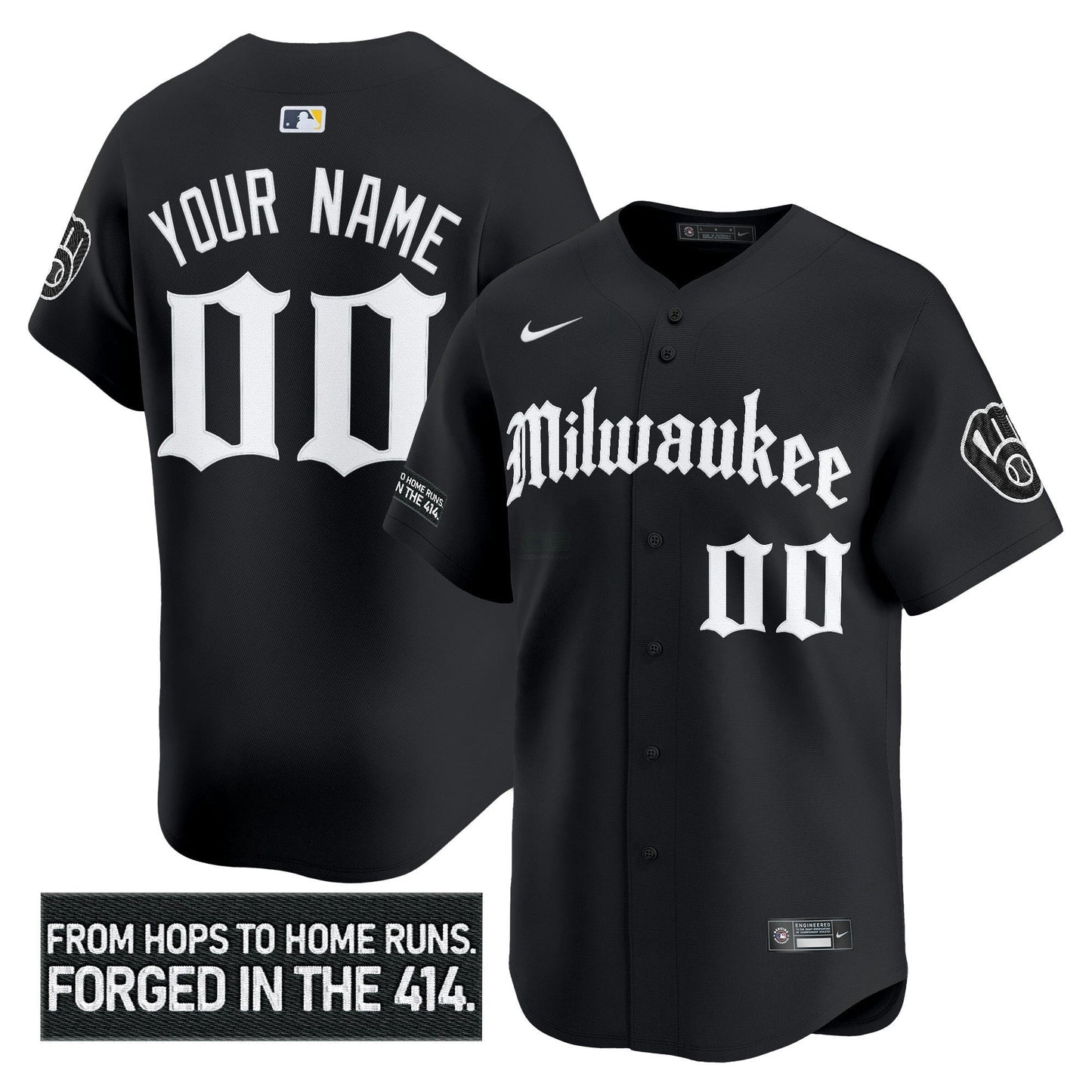 Camisa MLB Milwaukee ‘Gothic 414 Shadows Edition’ Vapor Premier Limited Jersey