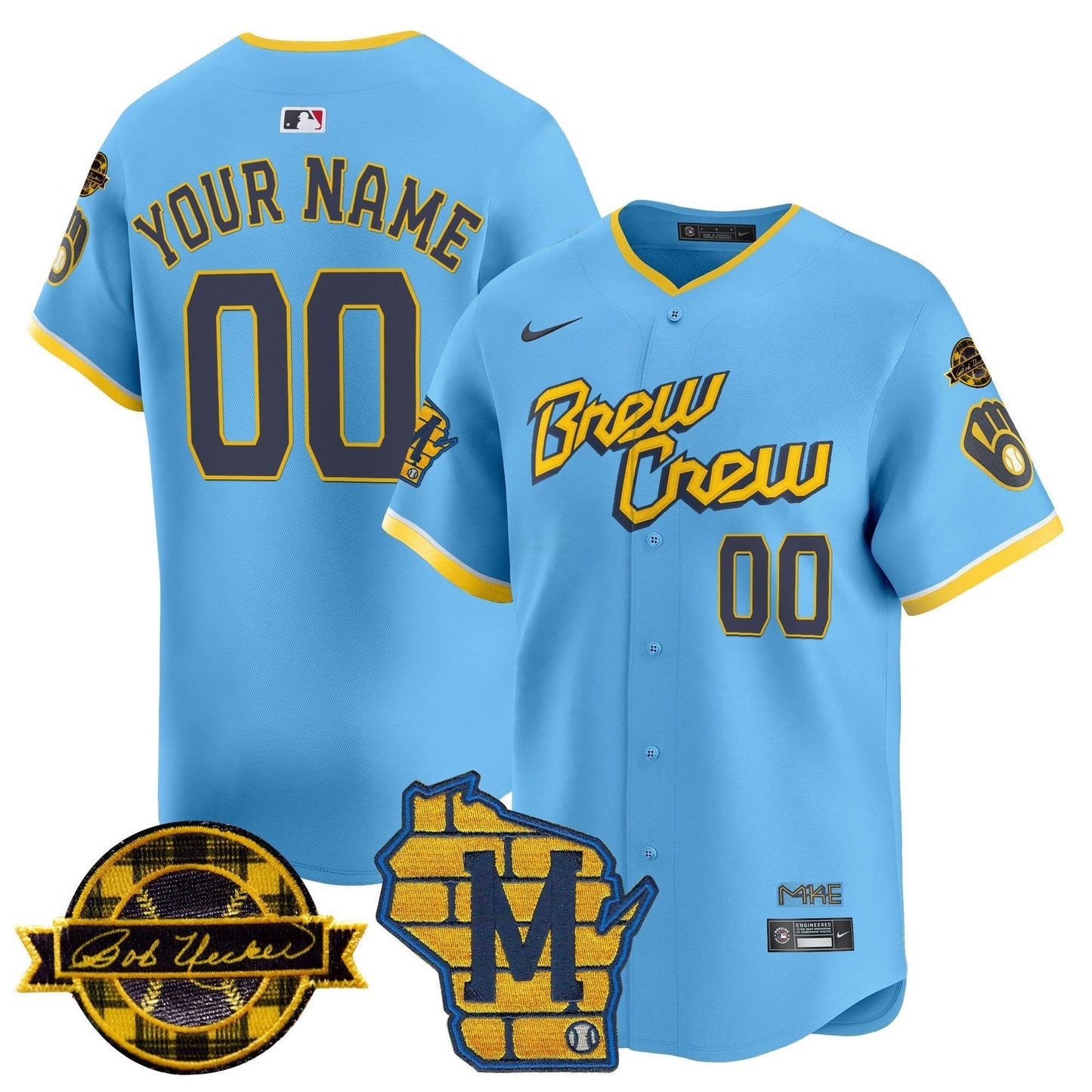 Camisa MLB Milwaukee Home & Bob Uecker Patch Vapor Premier Limited Jersey