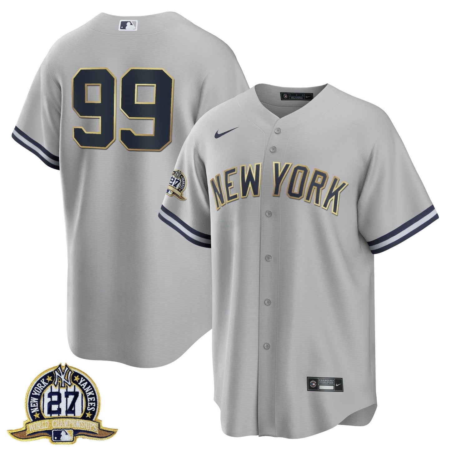 Camisa MLB New York Aaron Judge 27 Championships Patch Jersey