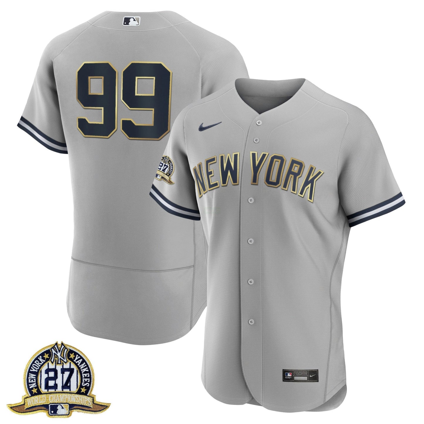 Camisa MLB New York Aaron Judge 27 Championships Patch Jersey