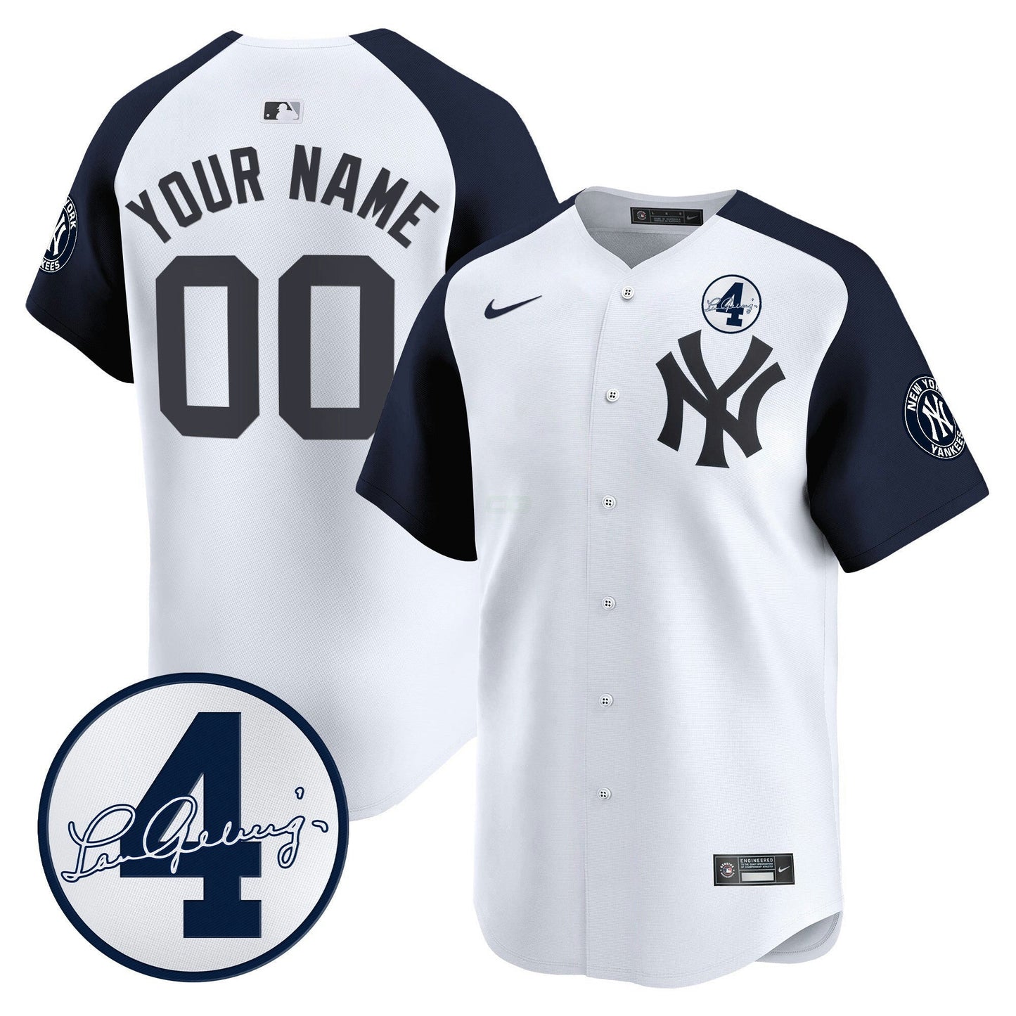 Camisa MLB New York Lou Gehrig Patch Vapor Premier Limited Jersey