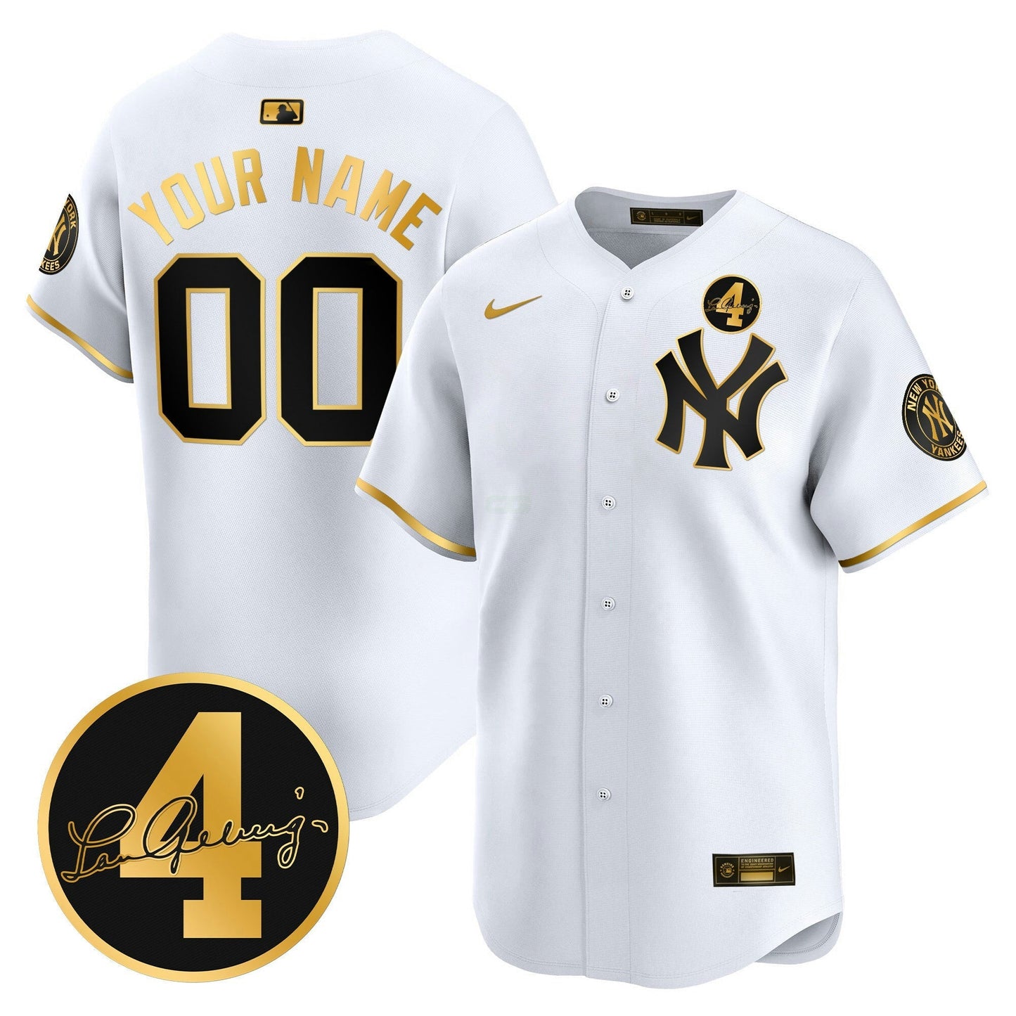 Camisa MLB New York Lou Gehrig Patch Vapor Premier Limited Jersey