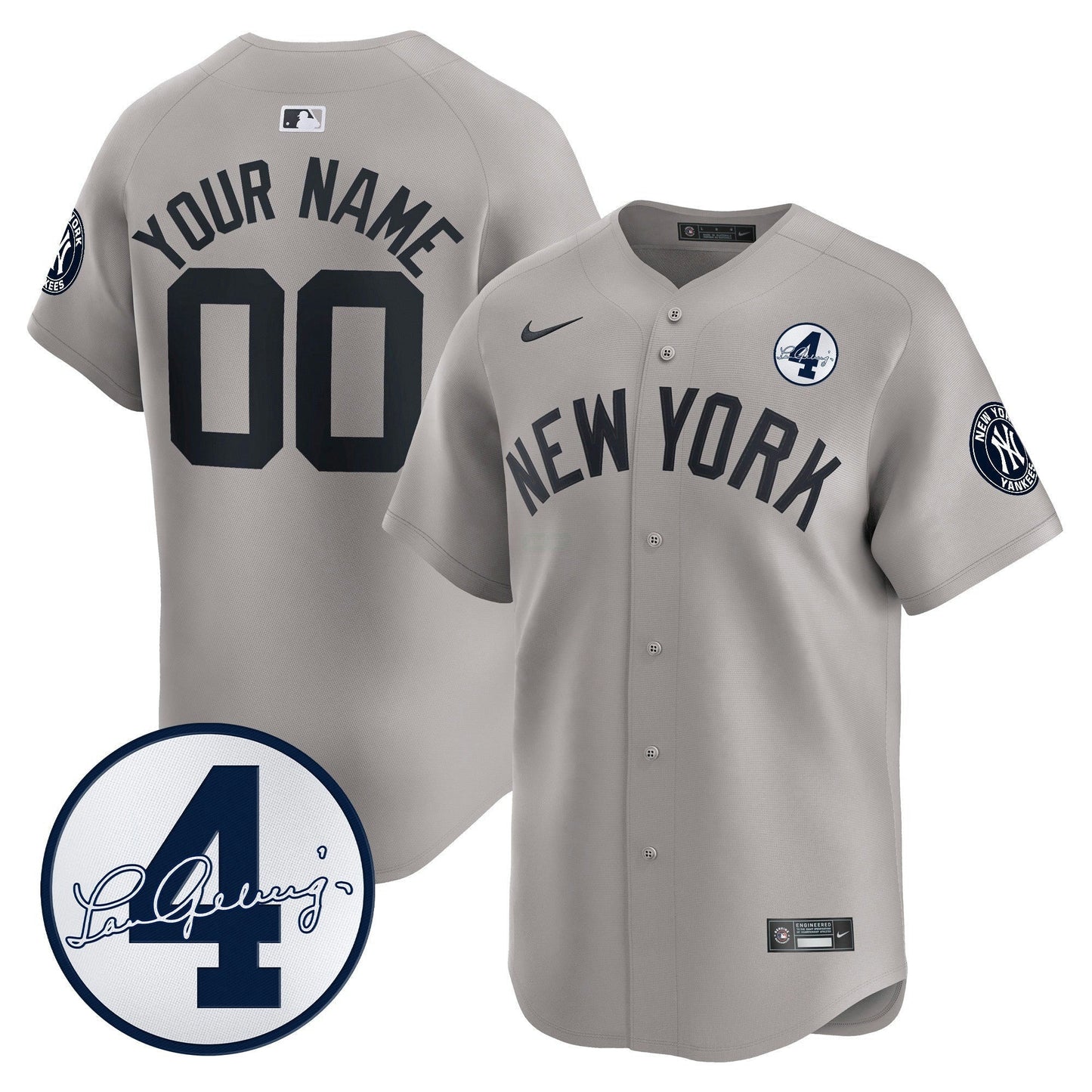 Camisa MLB New York Lou Gehrig Patch Vapor Premier Limited Jersey