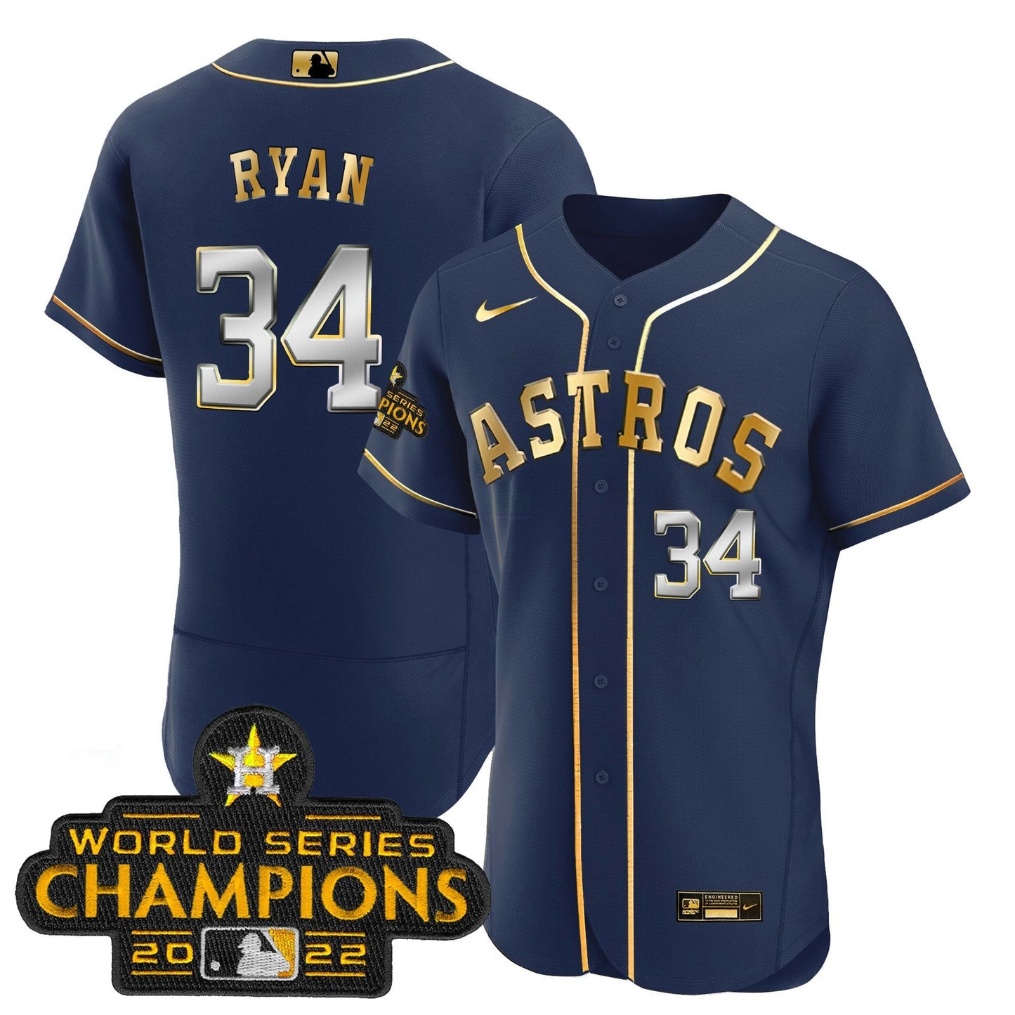 Camisa MLB Nolan Ryan 2023 Dourada Flex Base Jersey