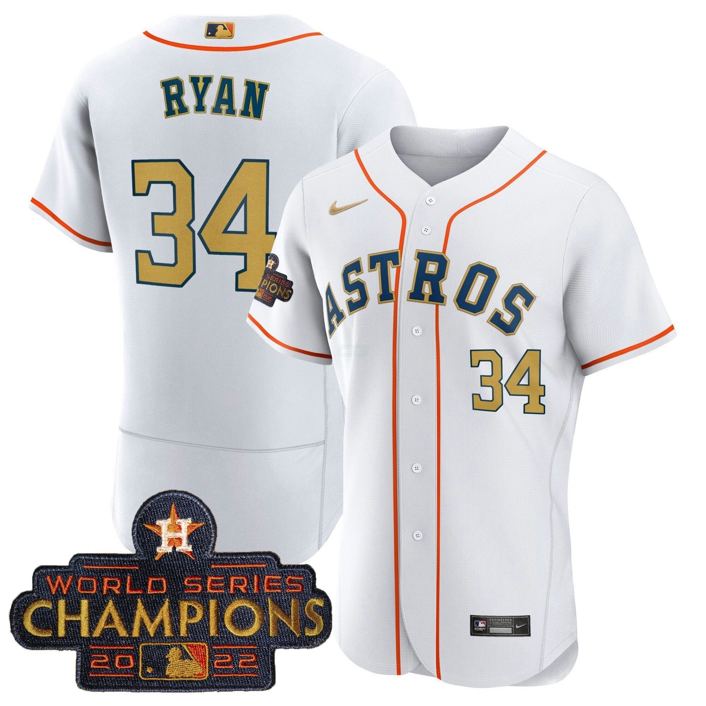 Camisa MLB Nolan Ryan 2023 Dourada Flex Base Jersey