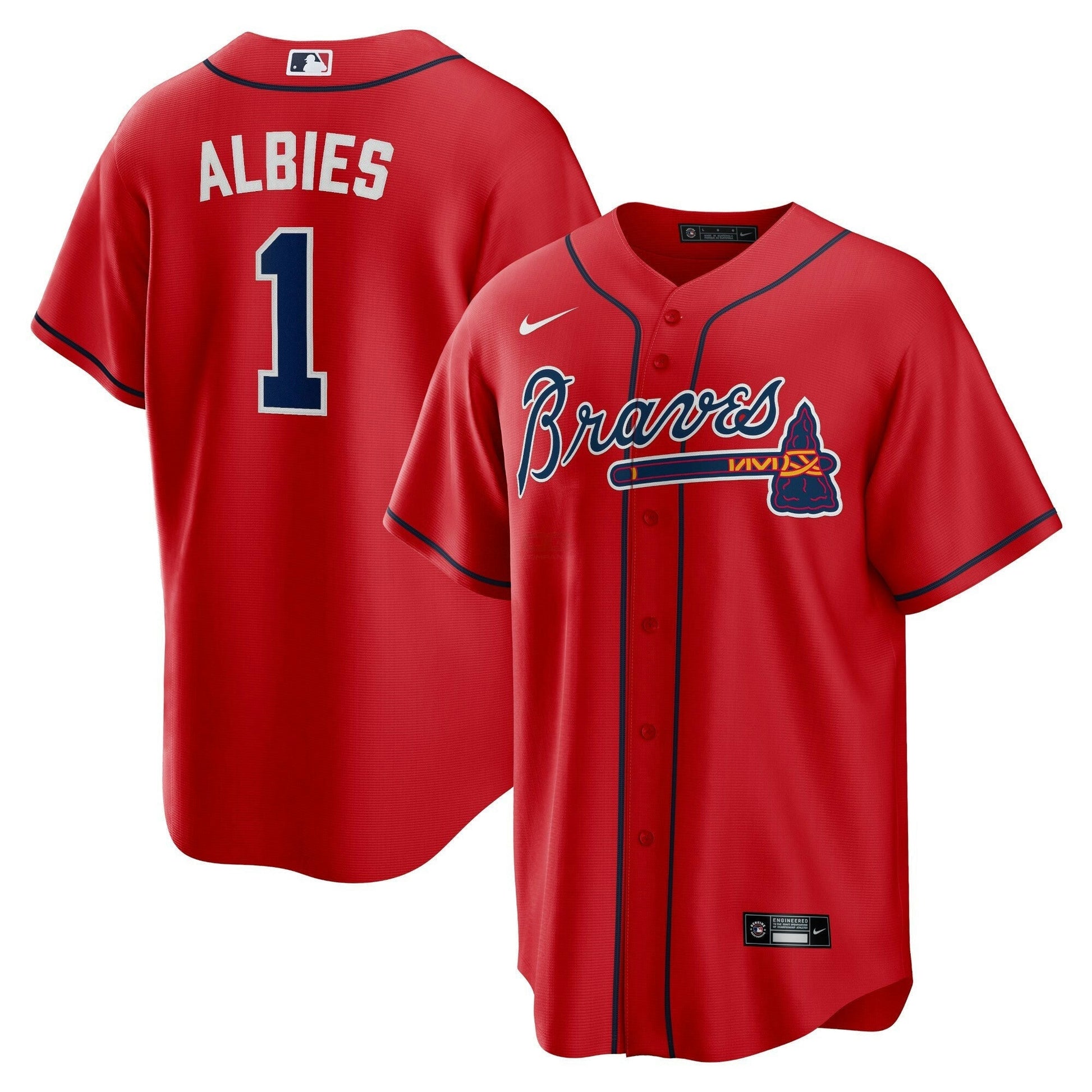 Camisa MLB Ozzie Albies Atlanta Red Jersey - Cool Base