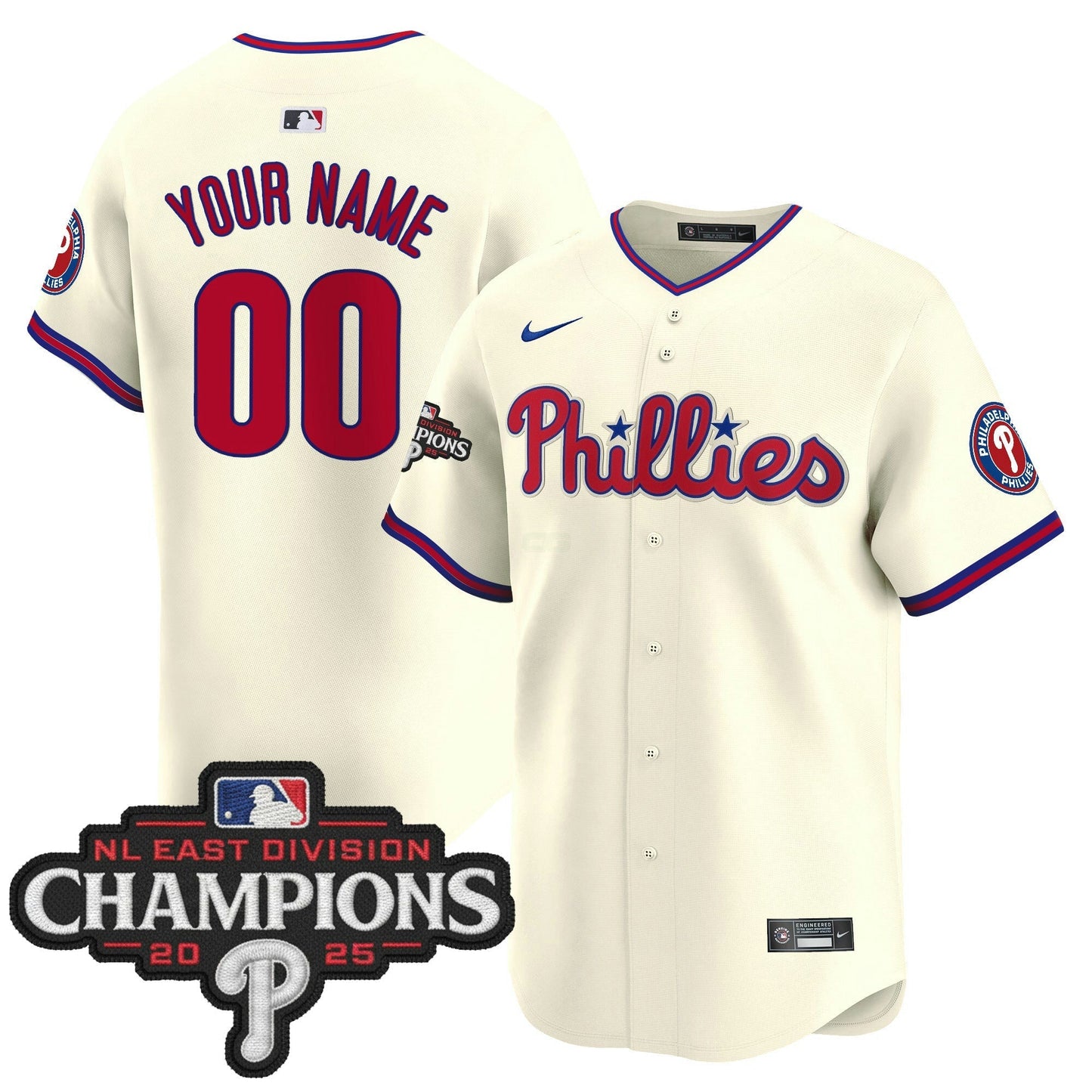 Camisa MLB Philadelphia 2025 NL East Division Champions Patch Vapor Premier Limited Jersey