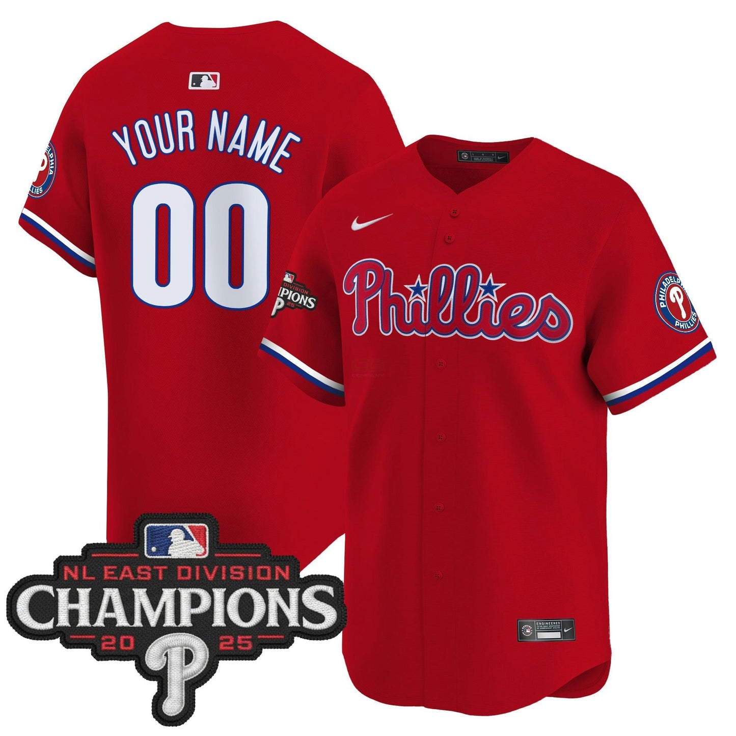Camisa MLB Philadelphia 2025 NL East Division Champions Patch Vapor Premier Limited Jersey