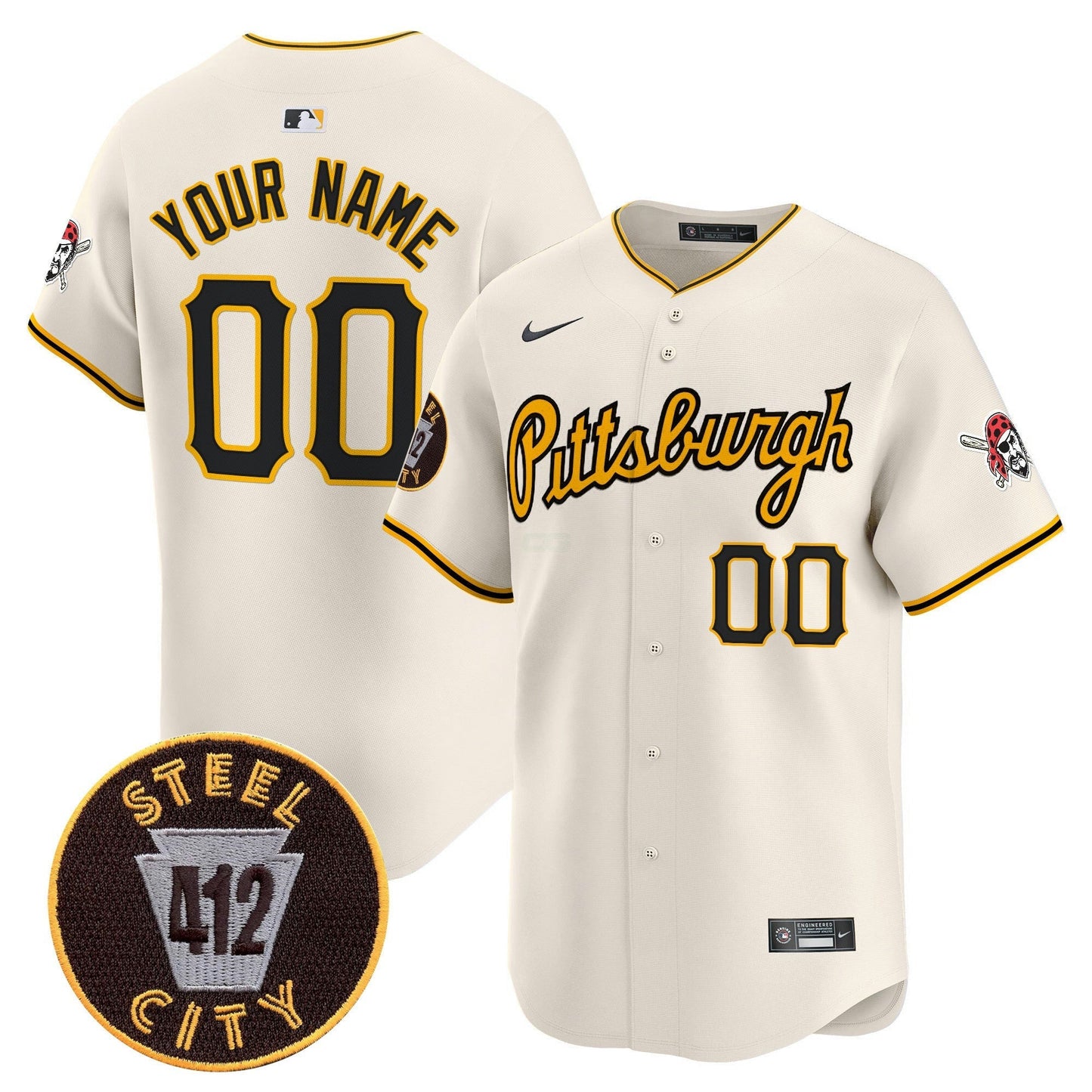 Camisa MLB Pittsburgh 412 Patch Vapor Premier Limited Jersey V4
