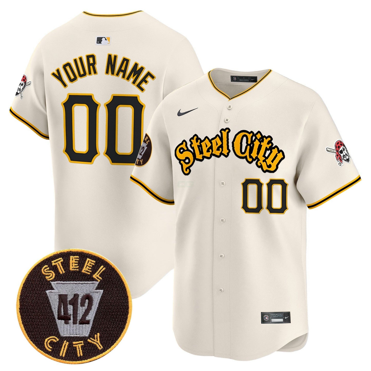Camisa MLB Pittsburgh 412 Patch Vapor Premier Limited Jersey V5