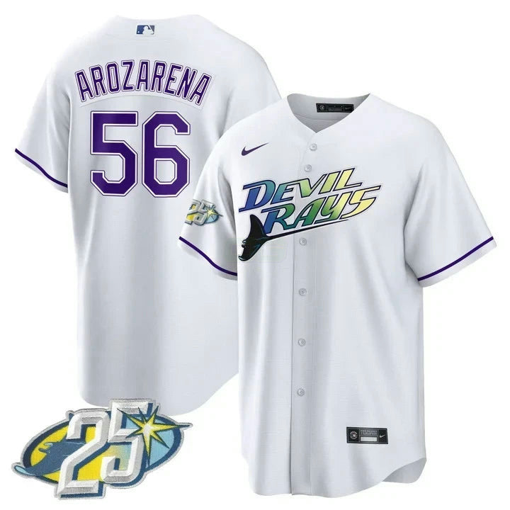 Camisa MLB Randy Arozarena Tampa Bay 25th Anniversary Branca Jersey