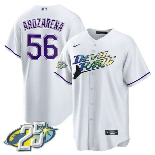 Camisa MLB Randy Arozarena Tampa Bay 25th Anniversary Branca Jersey
